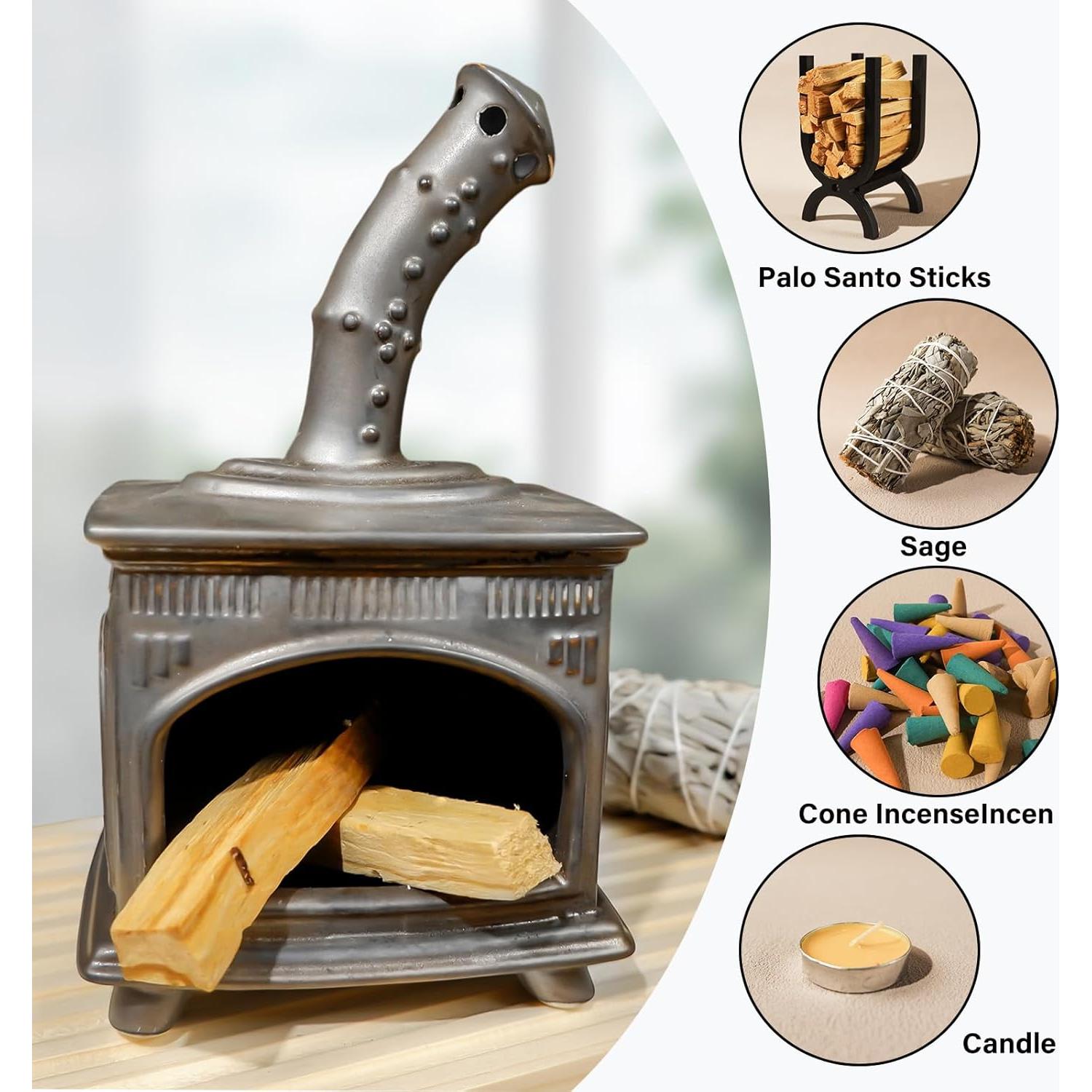 Soporte de Palo Santo de Cerámica MOUGIGI - Chimenea Gris Cobre