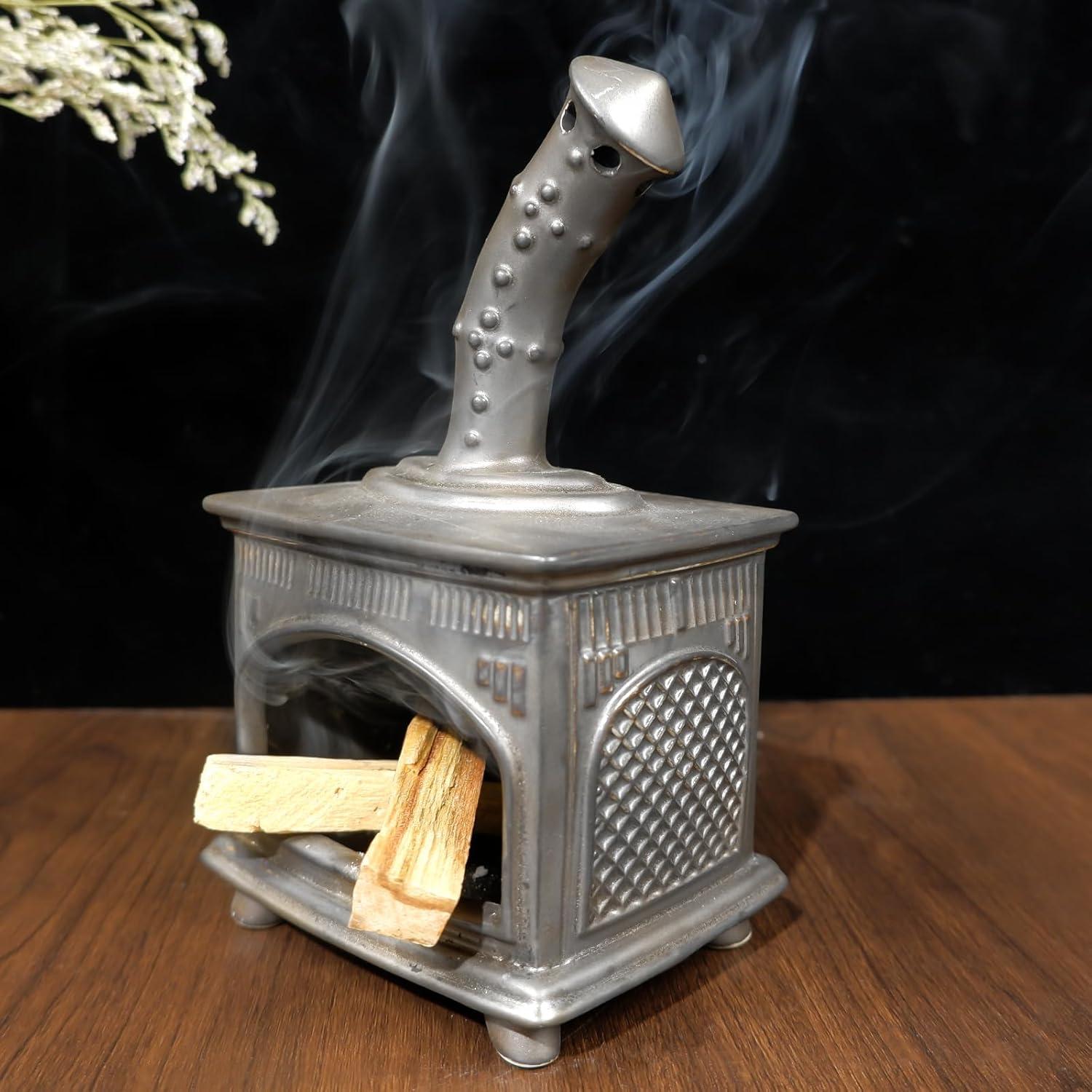 Soporte de Palo Santo de Cerámica MOUGIGI - Chimenea Gris Cobre
