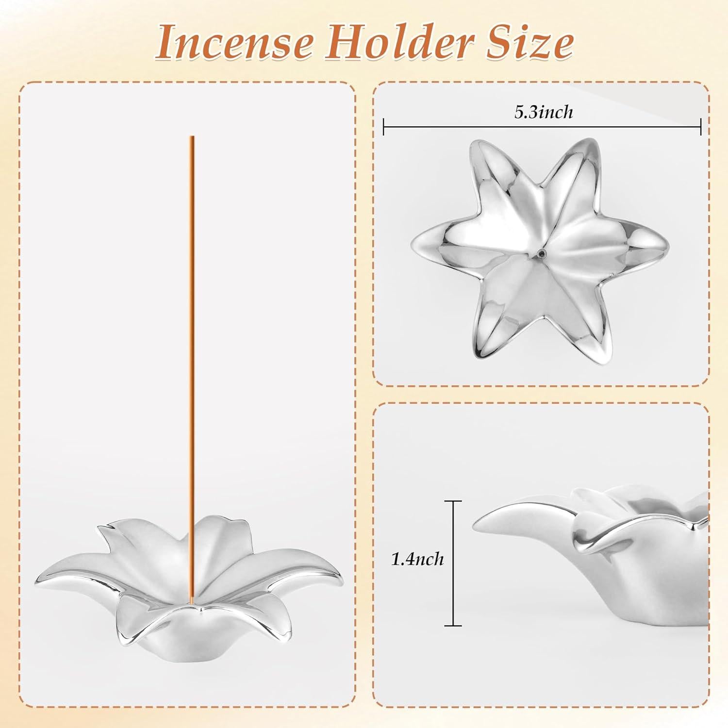 Soporte de Incienso Eunoir Floral Cerámica Plata 13.5cm