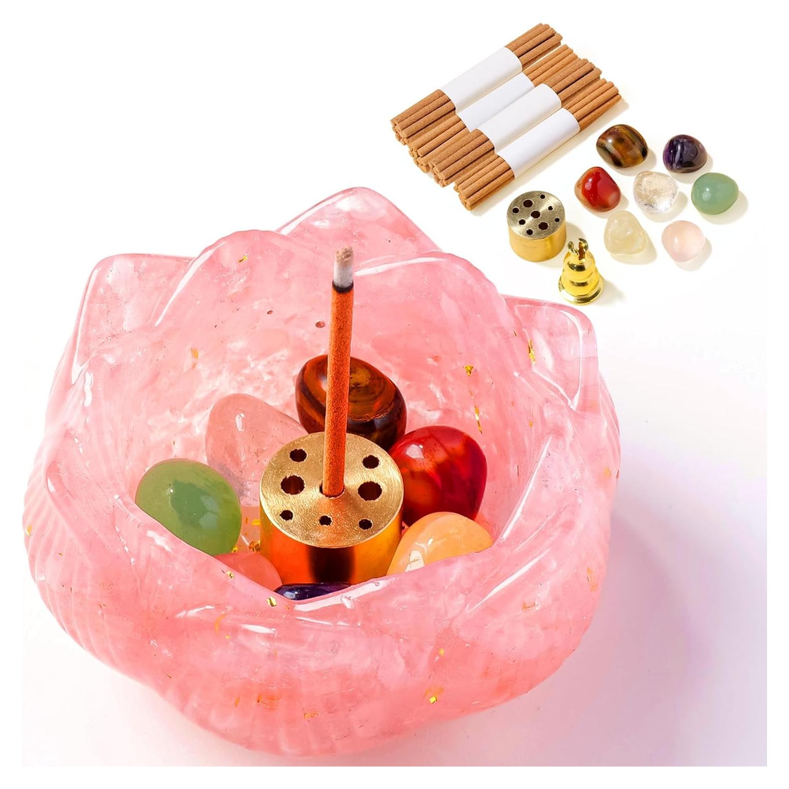 Quemador de Incienso de Loto de Cristal RJINGSHI - Set 15 Piezas