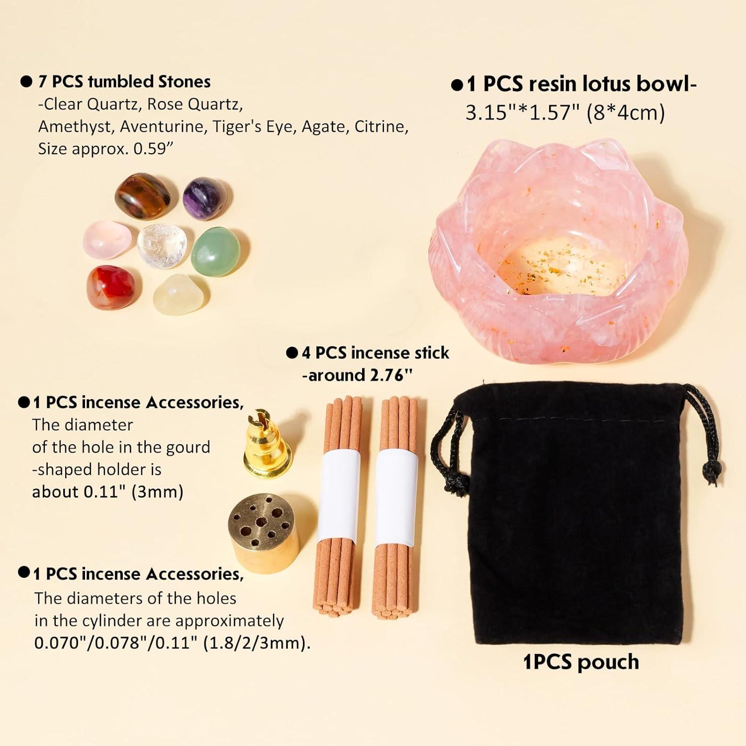 Quemador de Incienso de Loto de Cristal RJINGSHI - Set 15 Piezas