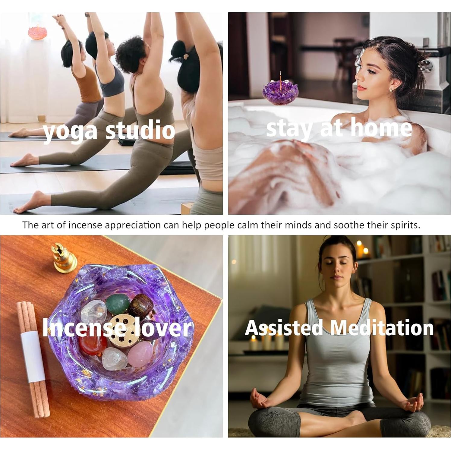 Quemador de Incienso de Loto de Cristal RJINGSHI - Set 15 Piezas