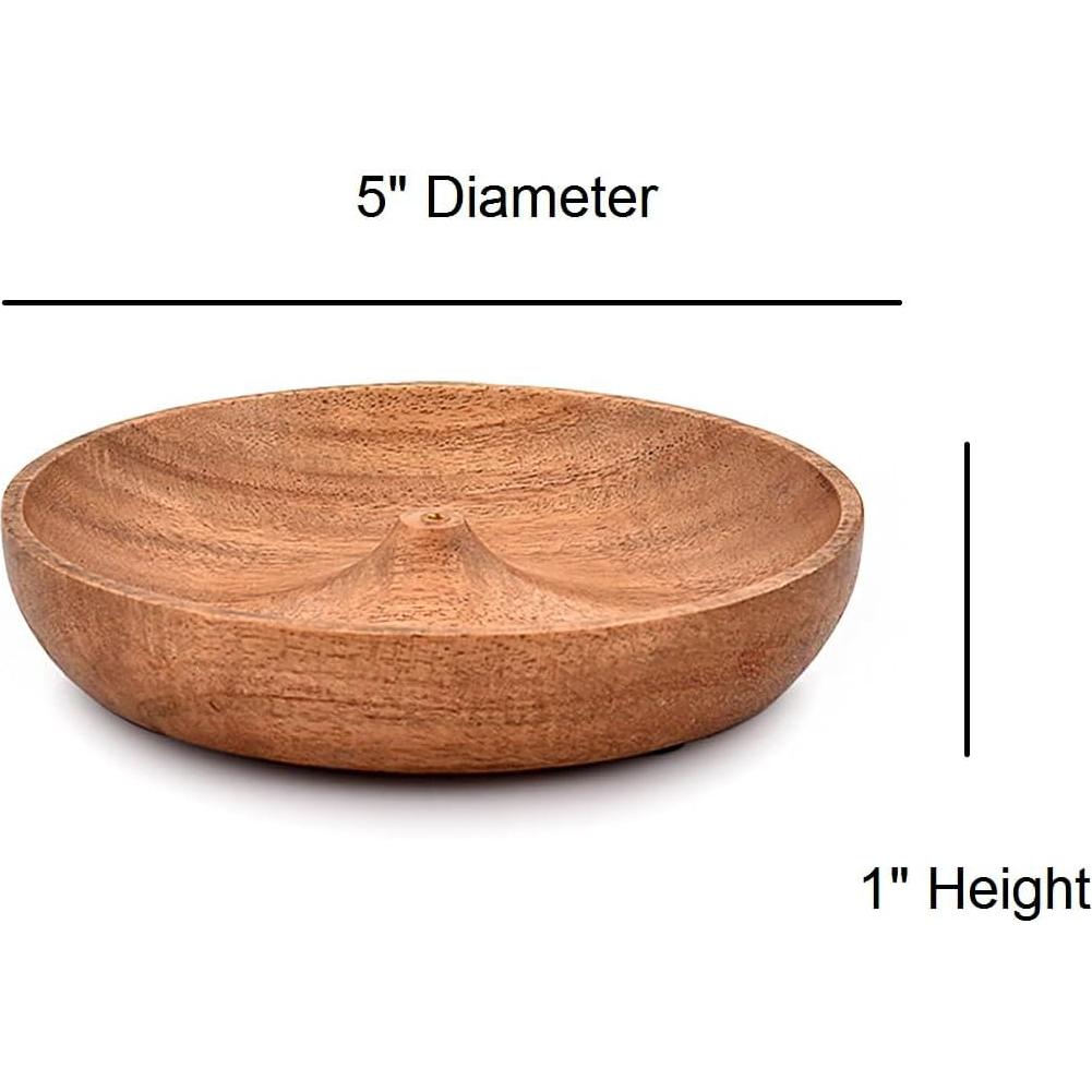 Soporte de Incienso Redondo de Madera de Acacia EDHAS 12.7 cm