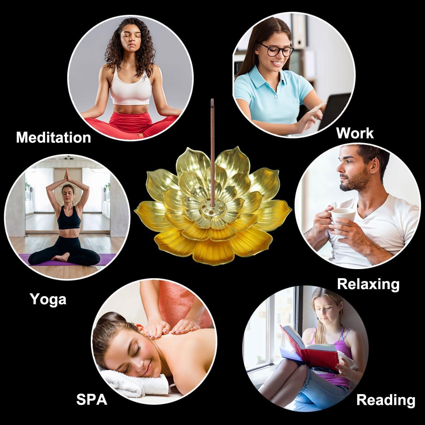 Soporte de Incienso Dorado HIPASLO Loto Desmontable 8.89cm