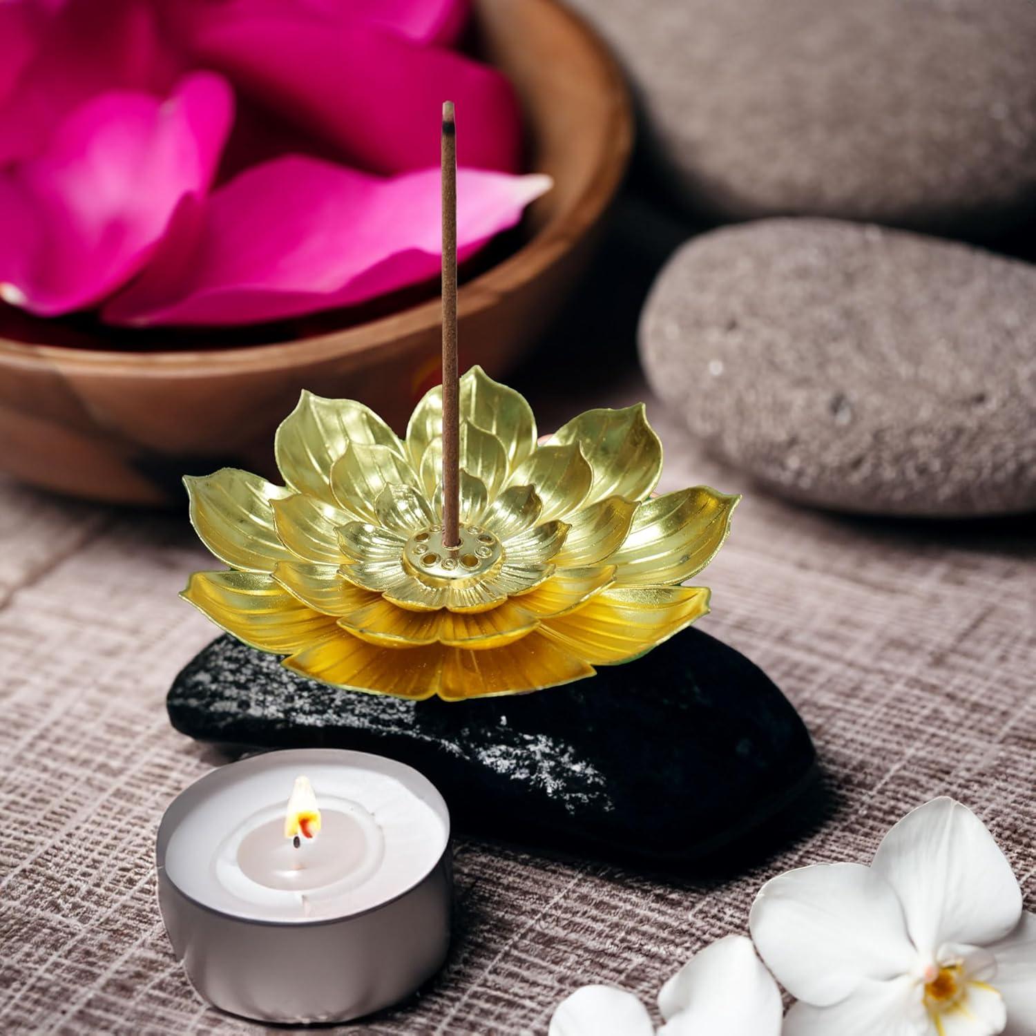 Soporte de Incienso Dorado HIPASLO Loto Desmontable 8.89cm