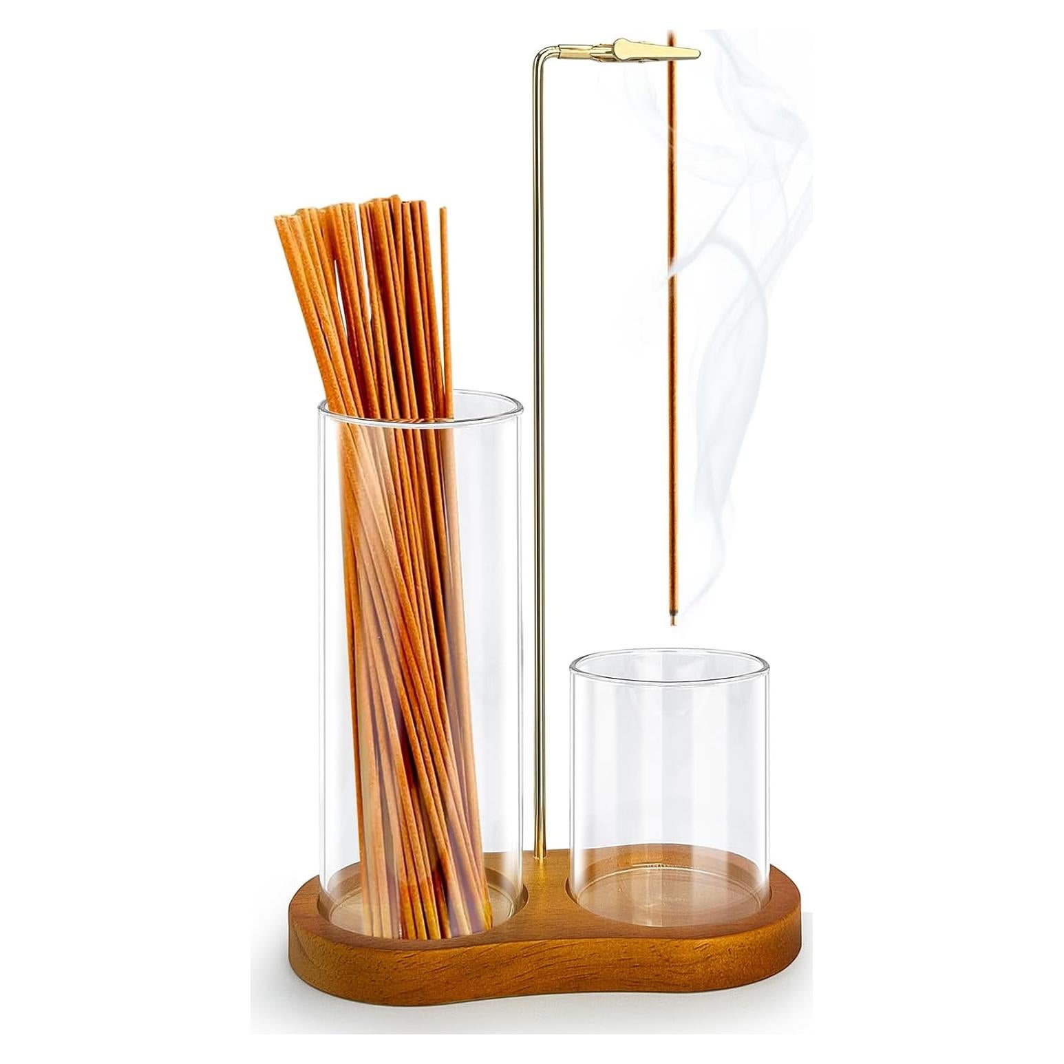 Soporte de Incienso 2 en 1 SOJUGF con Recogedor de Cenizas de Vidrio