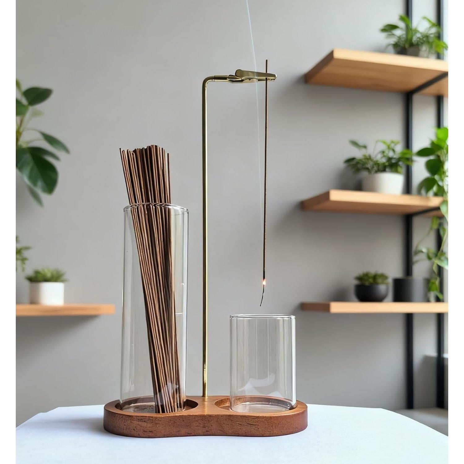 Soporte de Incienso LUSYMEO 2 en 1 con Recogedor de Cenizas