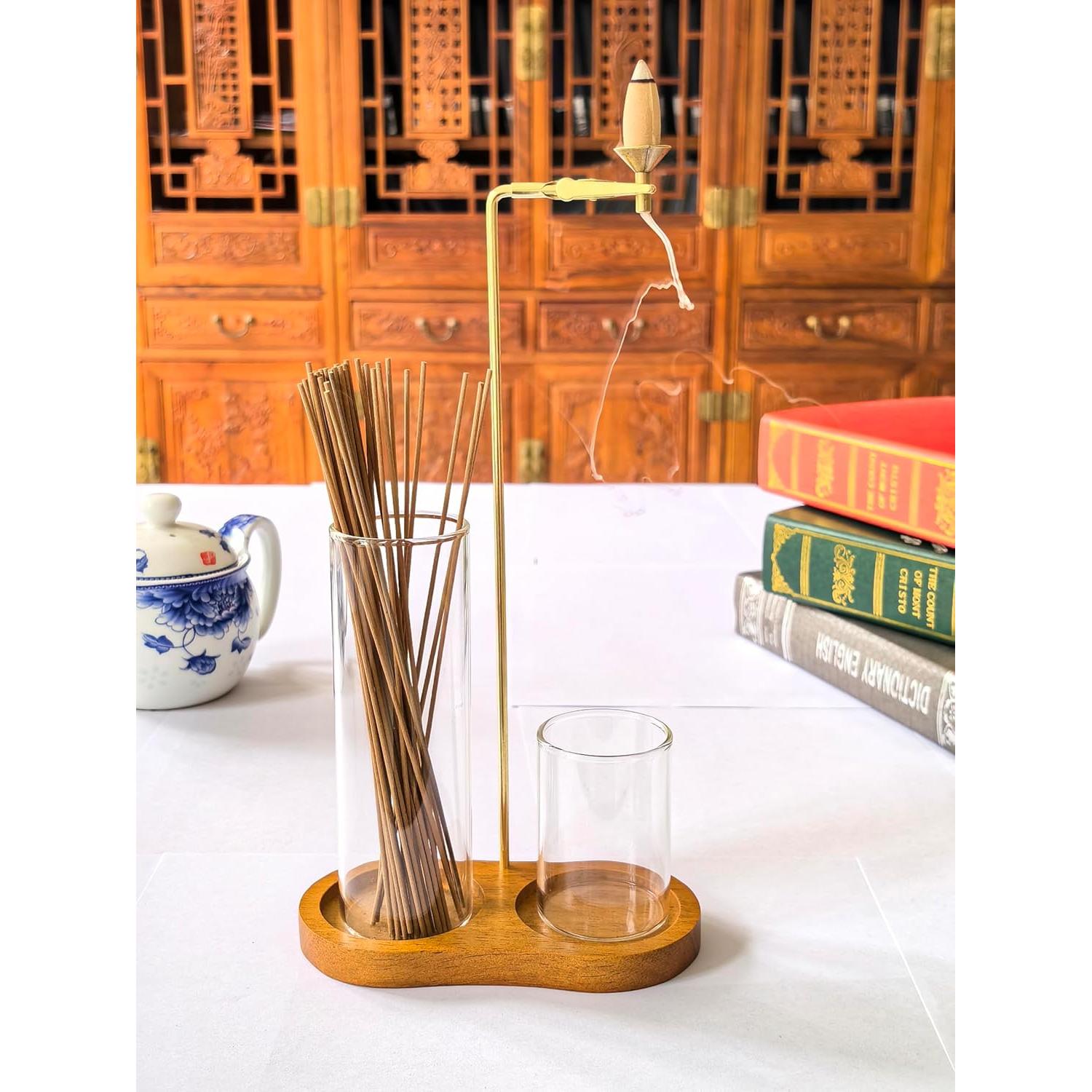 Soporte de Incienso LUSYMEO 2 en 1 con Recogedor de Cenizas