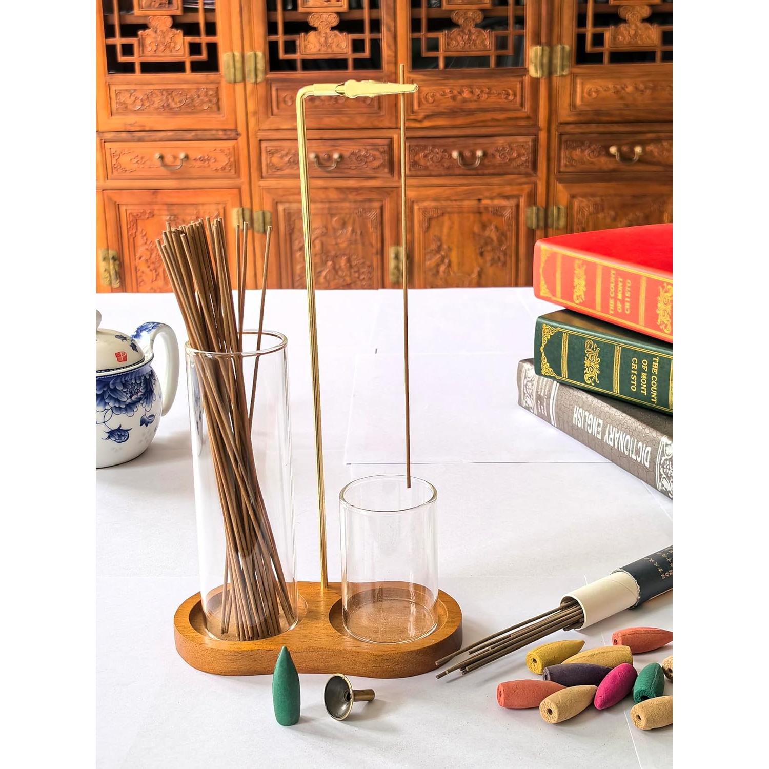 Soporte de Incienso LUSYMEO 2 en 1 con Recogedor de Cenizas