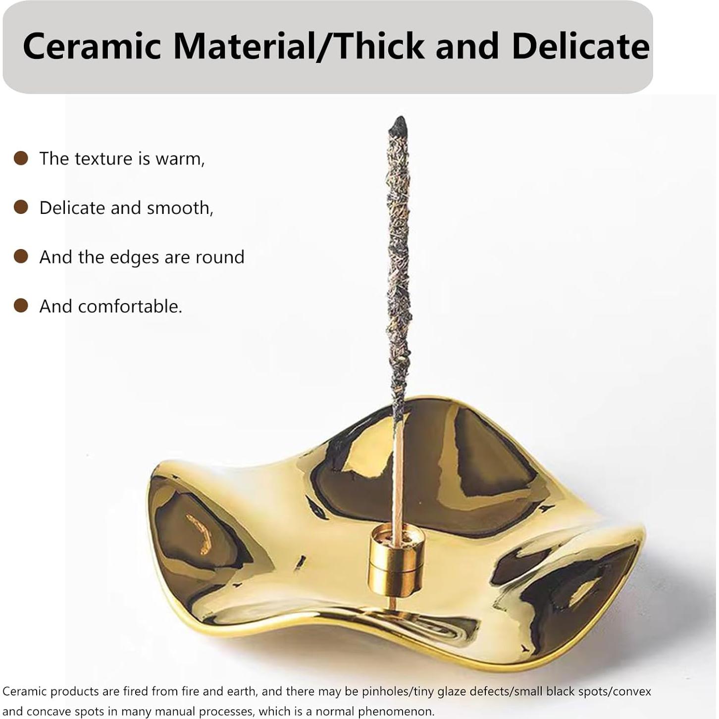 Quemador de Incienso Cerámica Huulmood Oro 17x17 cm