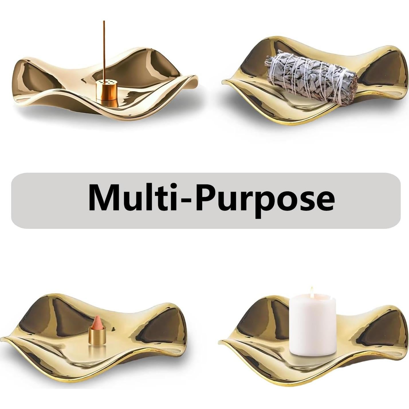 Quemador de Incienso Cerámica Huulmood Oro 17x17 cm