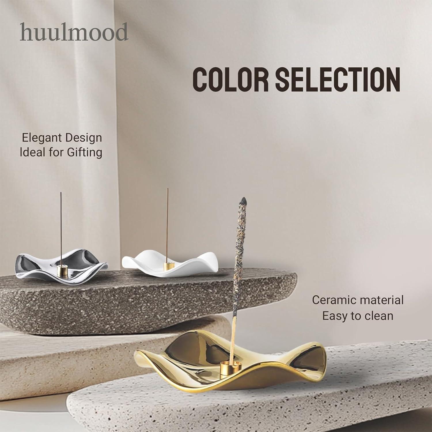 Quemador de Incienso Cerámica Huulmood Oro 17x17 cm