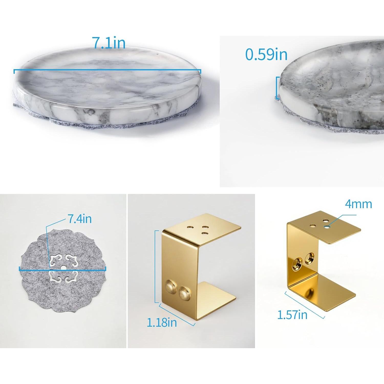 Soporte de Incienso de Mármol Ember Echo 18 cm Gris y Blanco