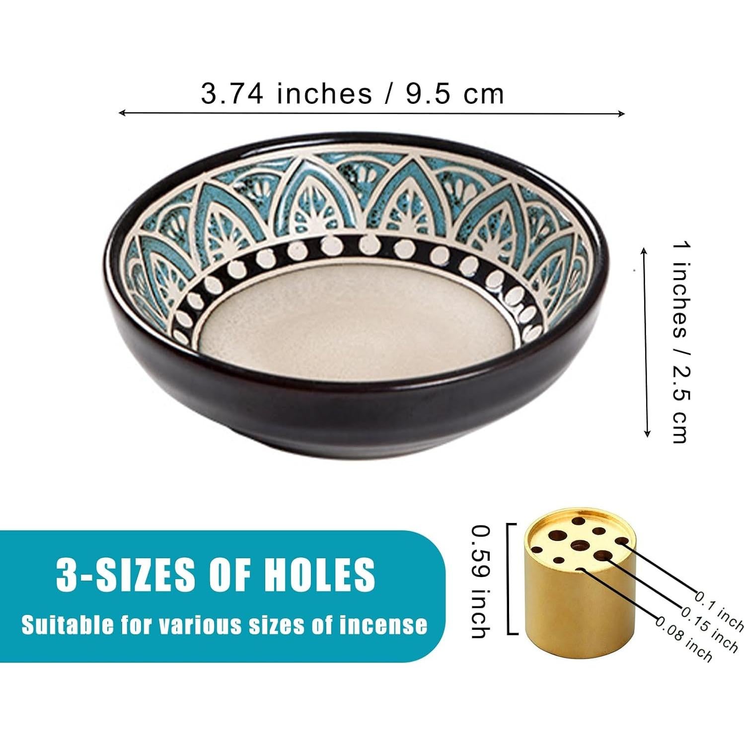 Soporte de Incienso de Cerámica PDDYIER Redondo 9.5cm