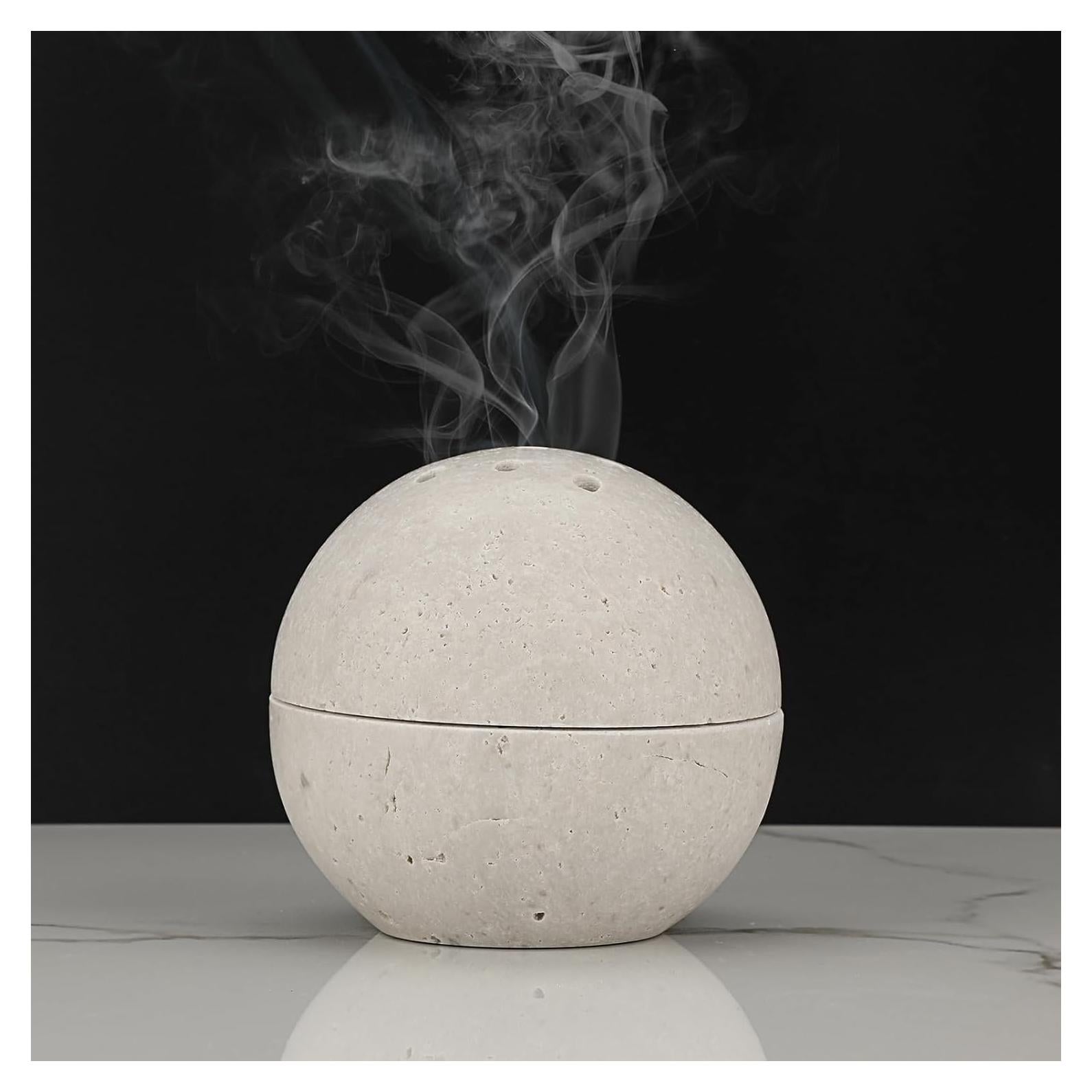 Soporte de Incienso ELLDOO de Travertino Gris 10.16cm