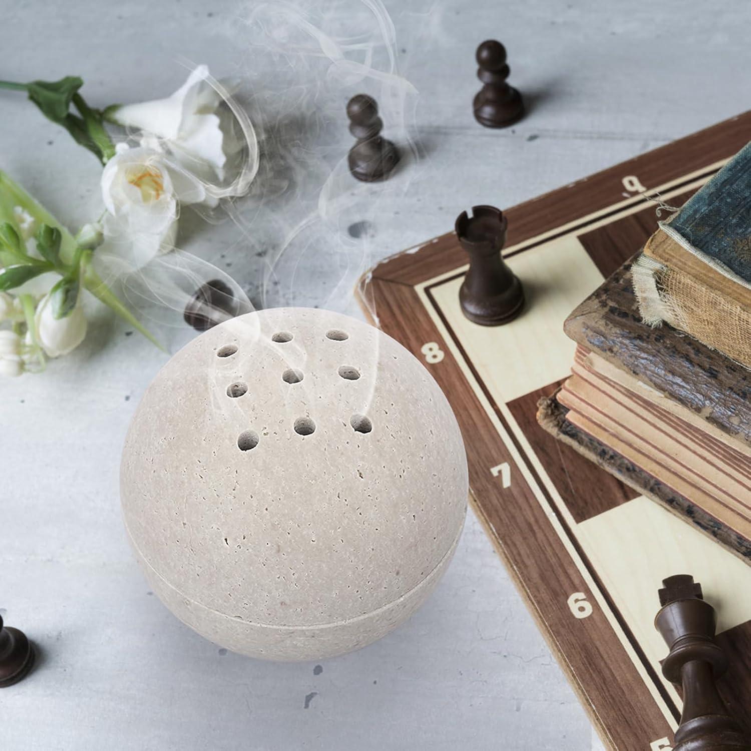 Soporte de Incienso ELLDOO de Travertino Gris 10.16cm