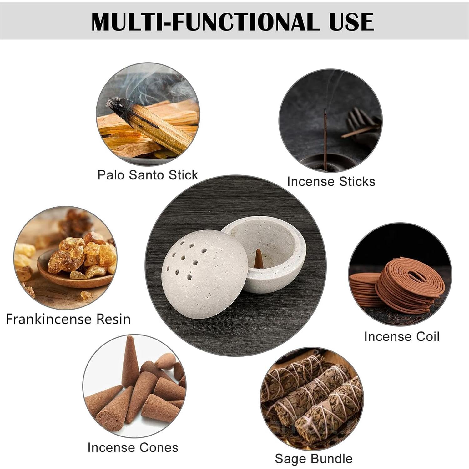 Soporte de Incienso ELLDOO de Travertino Gris 10.16cm