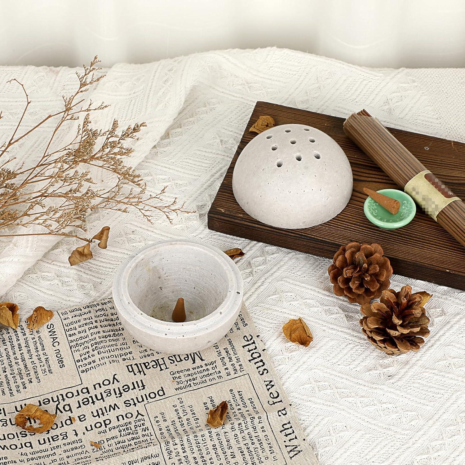 Soporte de Incienso ELLDOO de Travertino Gris 10.16cm