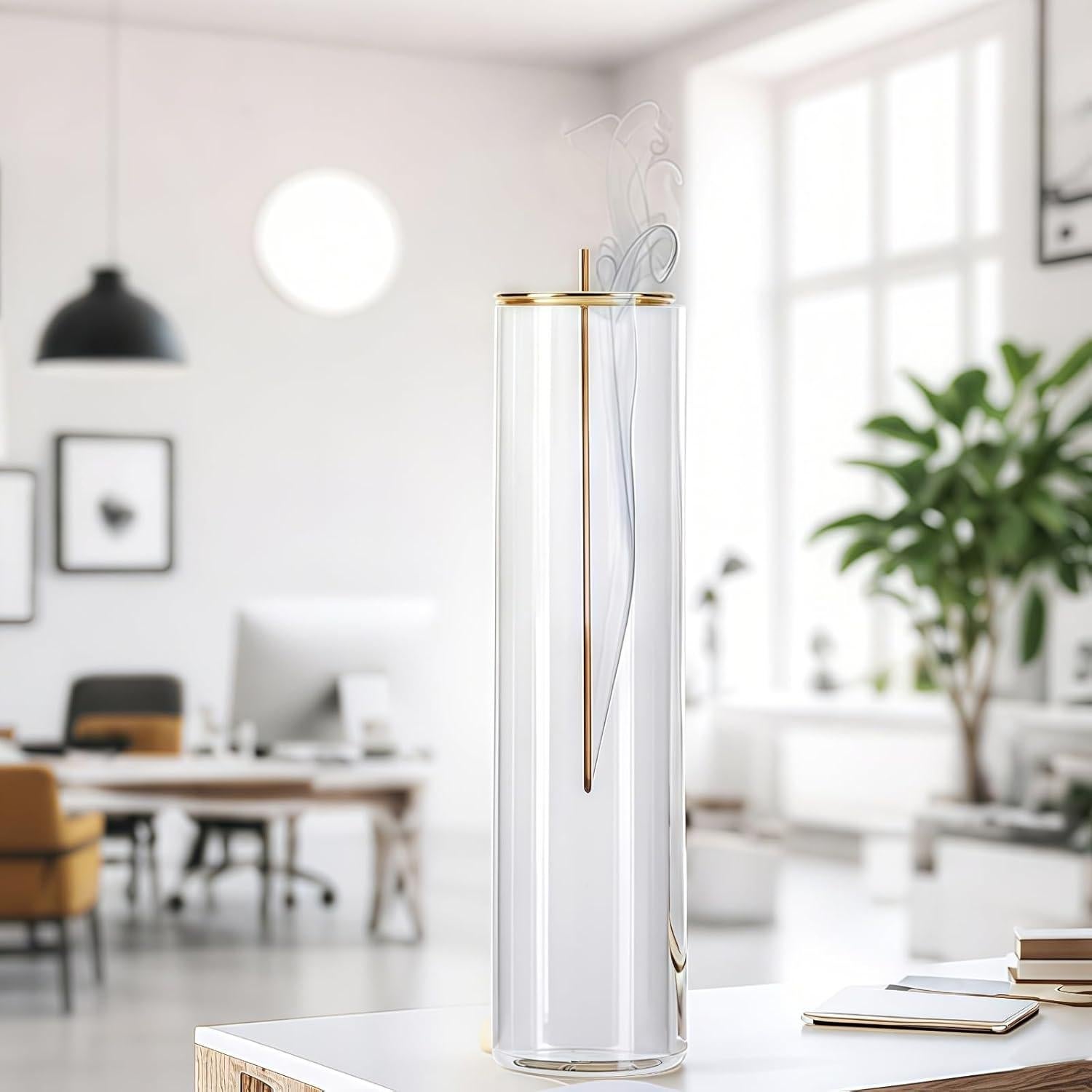 Soporte de Incienso de Vidrio GRAMSTORMAX Hoja Dorada 22.5cm