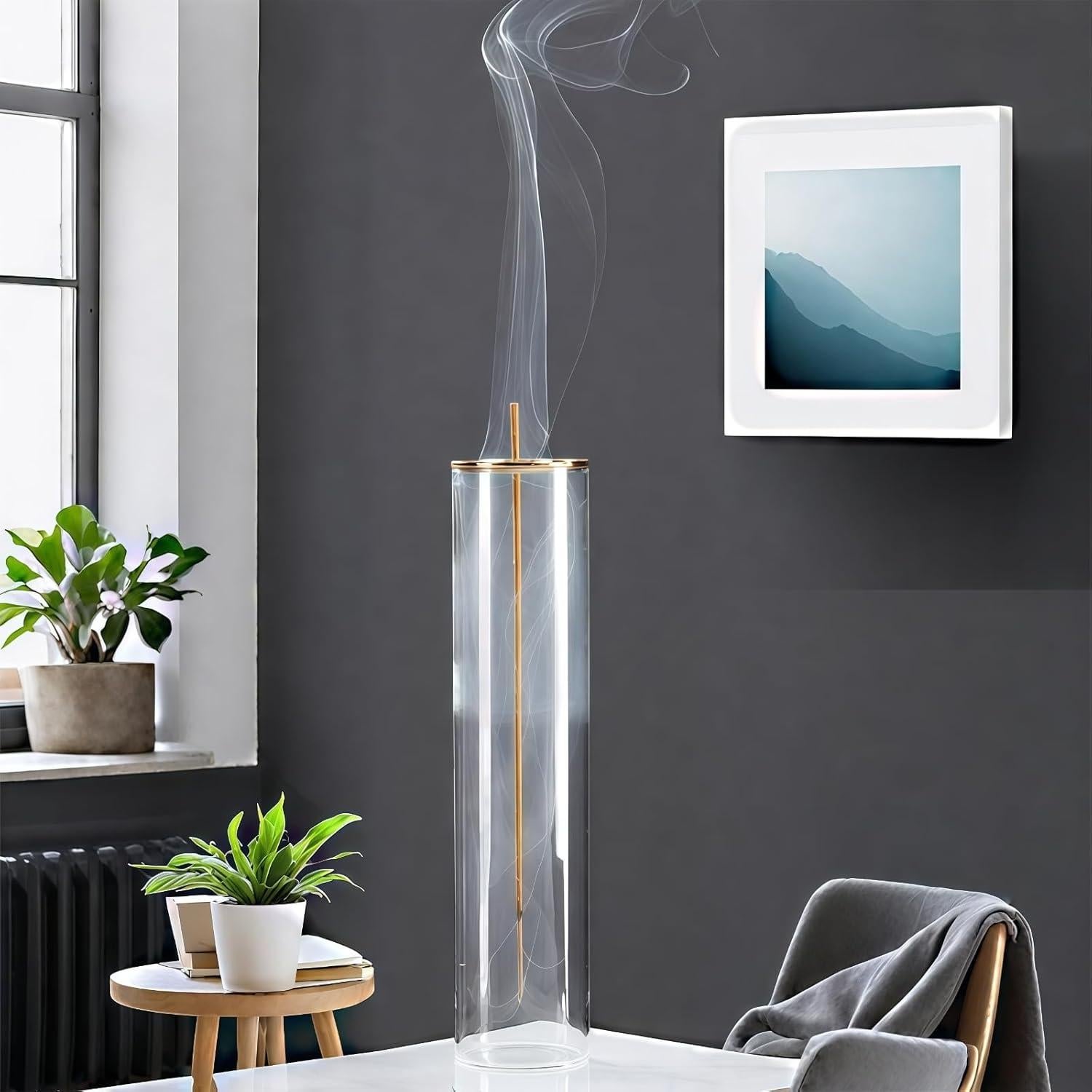 Soporte de Incienso de Vidrio GRAMSTORMAX Hoja Dorada 22.5cm