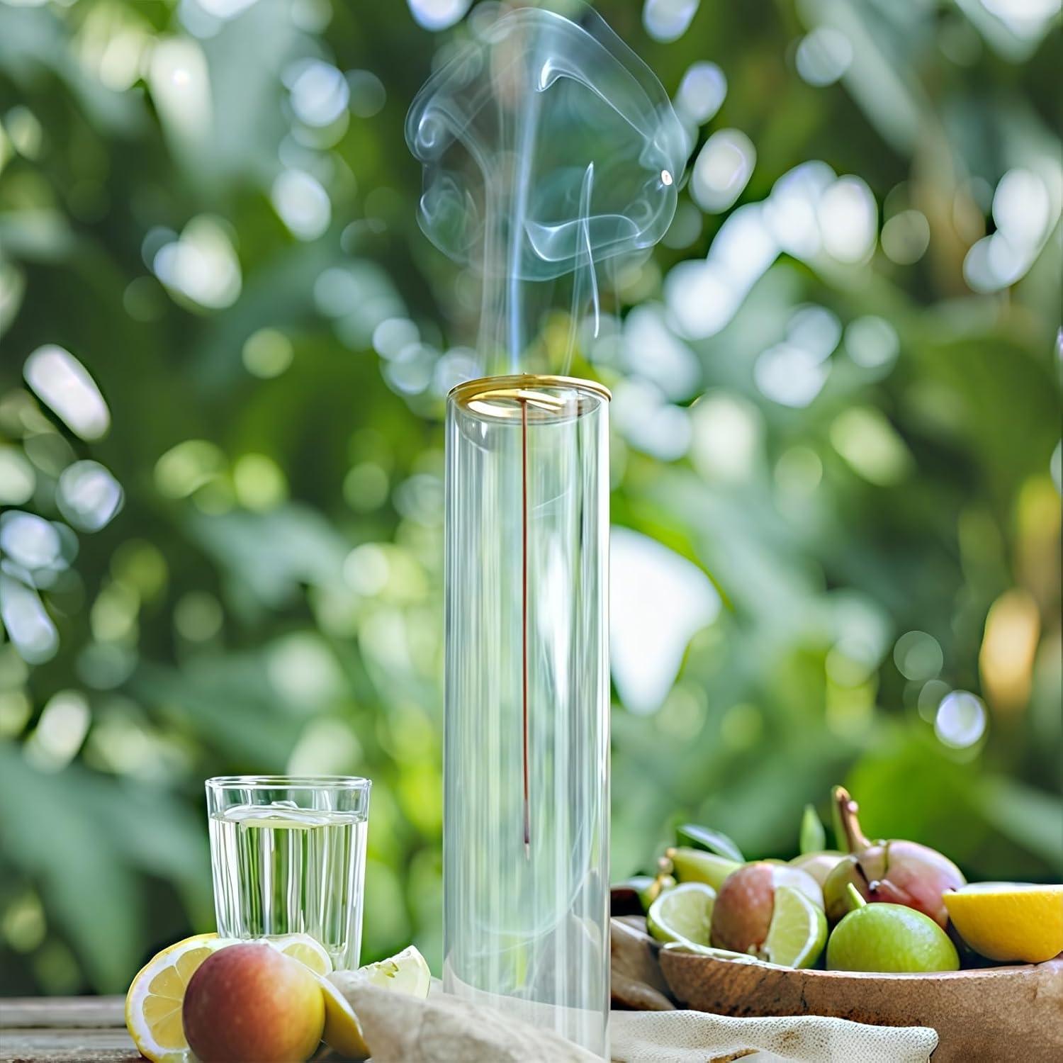 Soporte de Incienso de Vidrio GRAMSTORMAX Hoja Dorada 22.5cm