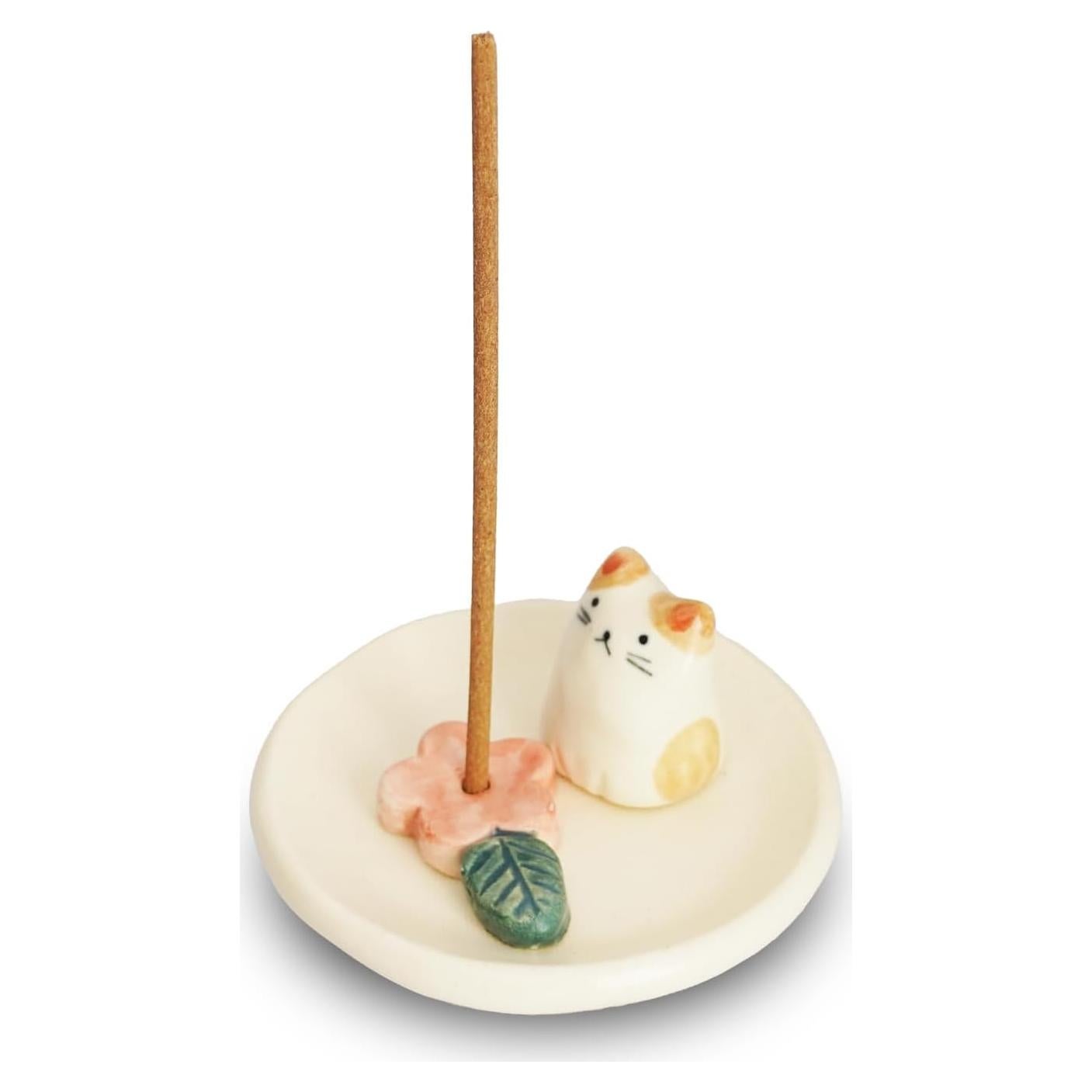 Soporte de Incienso Cerámica COTONOHA Gato de Flor Pequeña