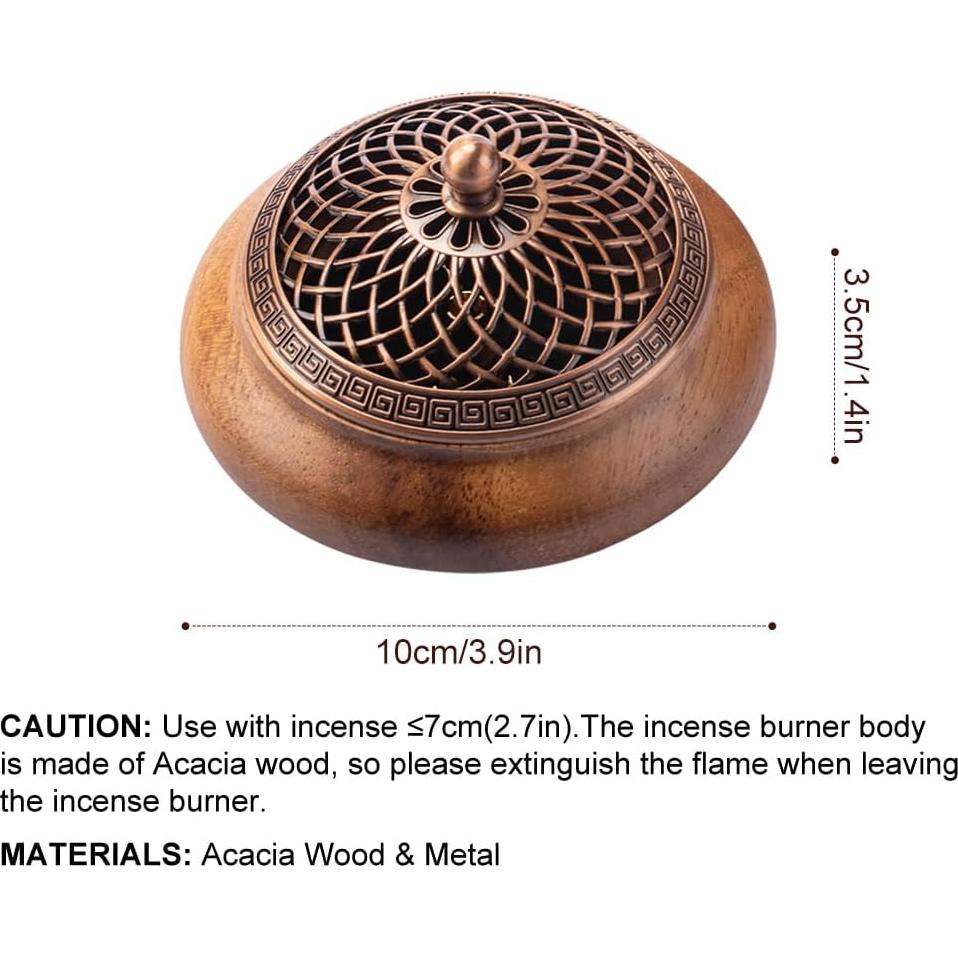 Quemador de Incienso Redondo MIGAKU HOME de Madera de Nogal