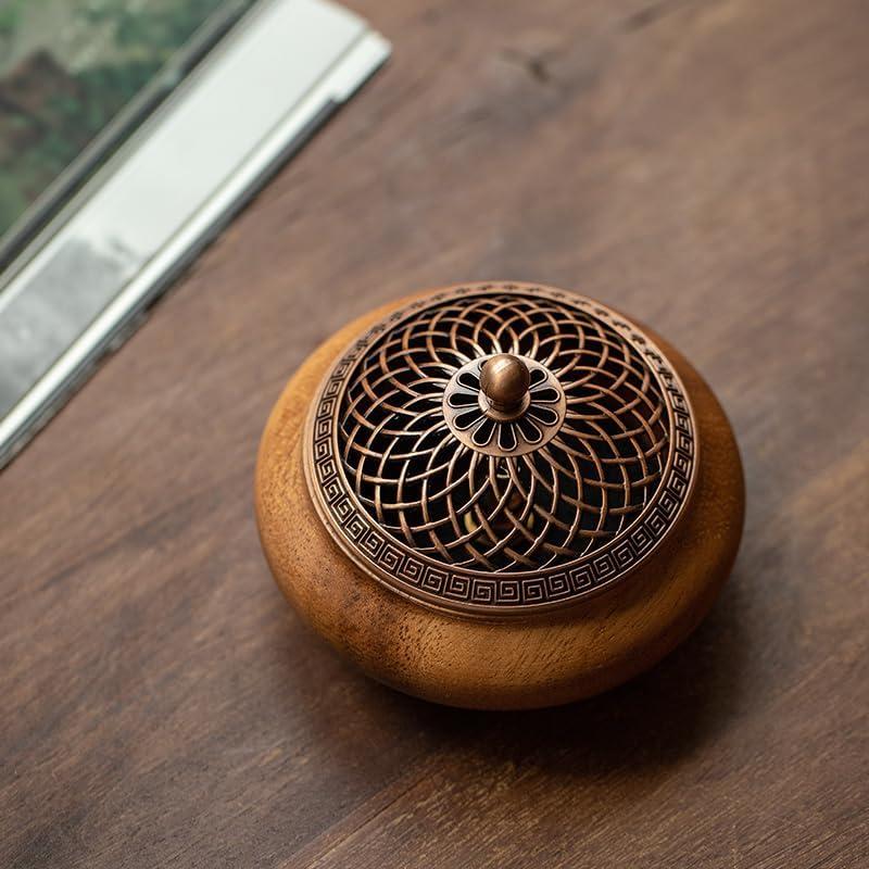 Quemador de Incienso Redondo MIGAKU HOME de Madera de Nogal