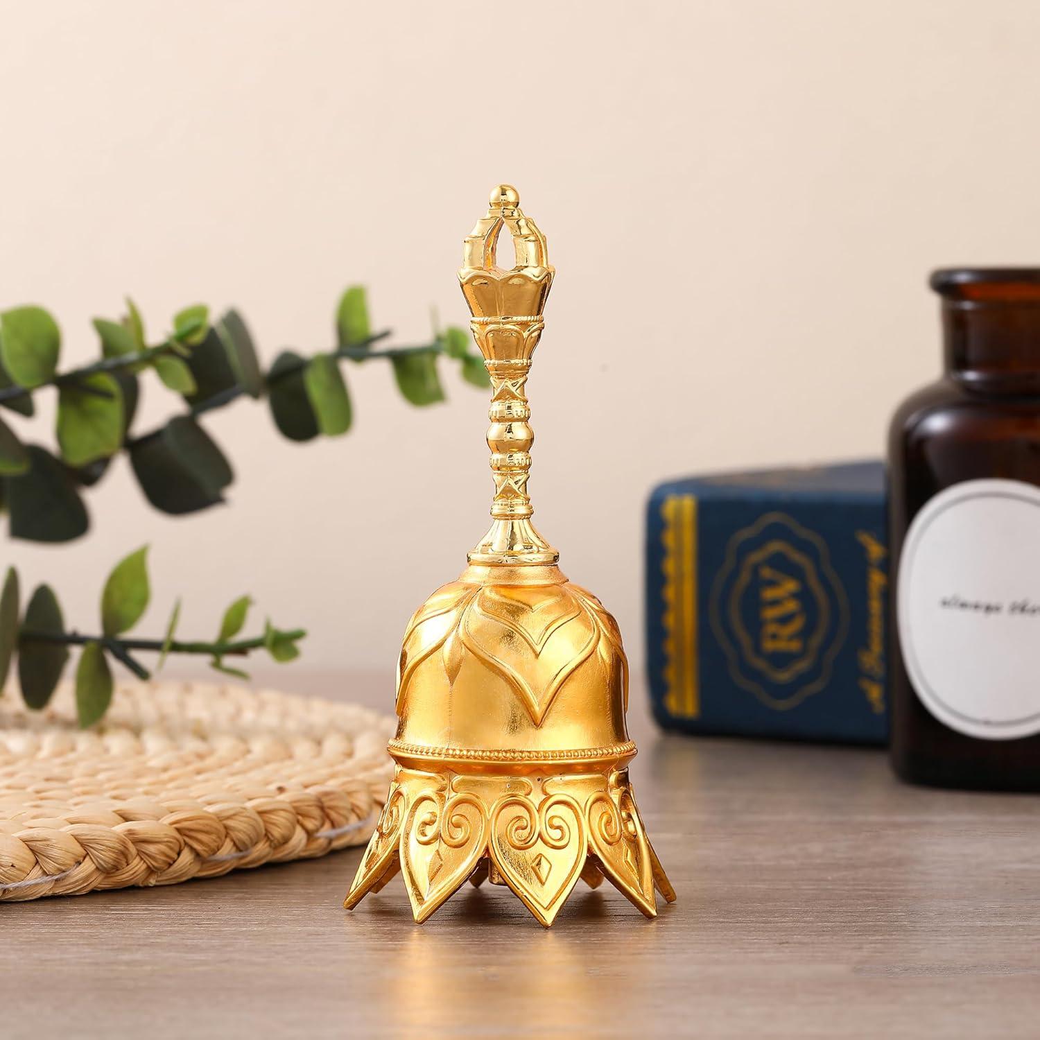 Campana de Mano de Bronce Homelavie 12cm Súper Ruidosa Oro