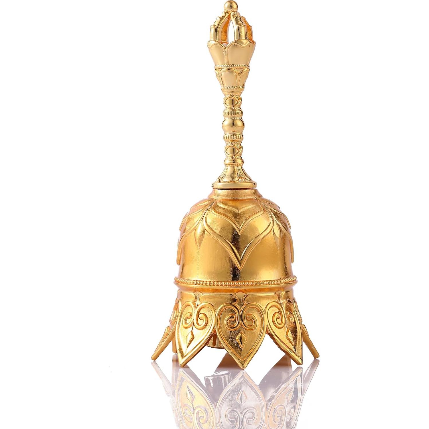 Campana de Mano de Bronce Homelavie 12cm Súper Ruidosa Oro