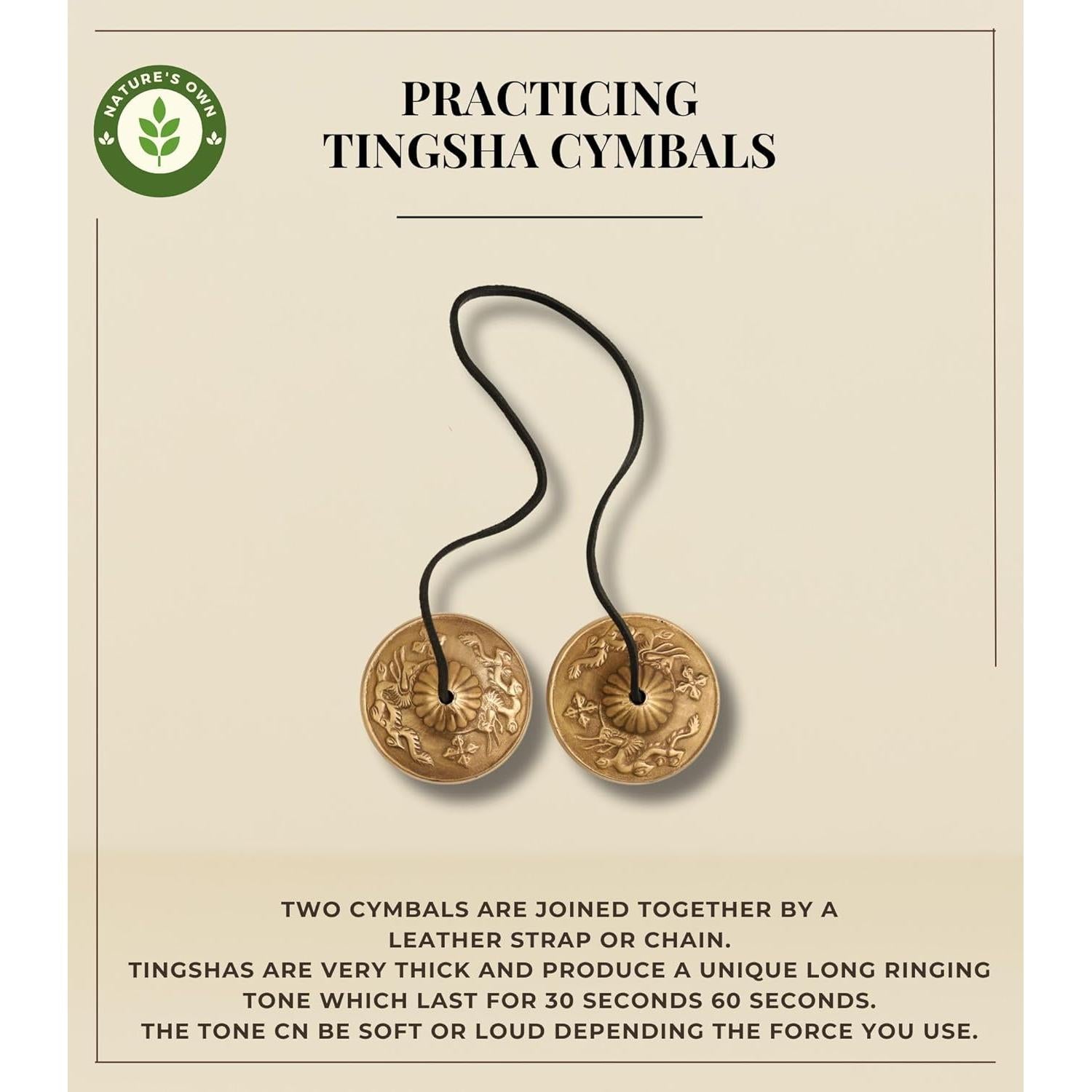 Címbalos Tingsha Tibetanos Nature's Own 6.3 cm para Meditación