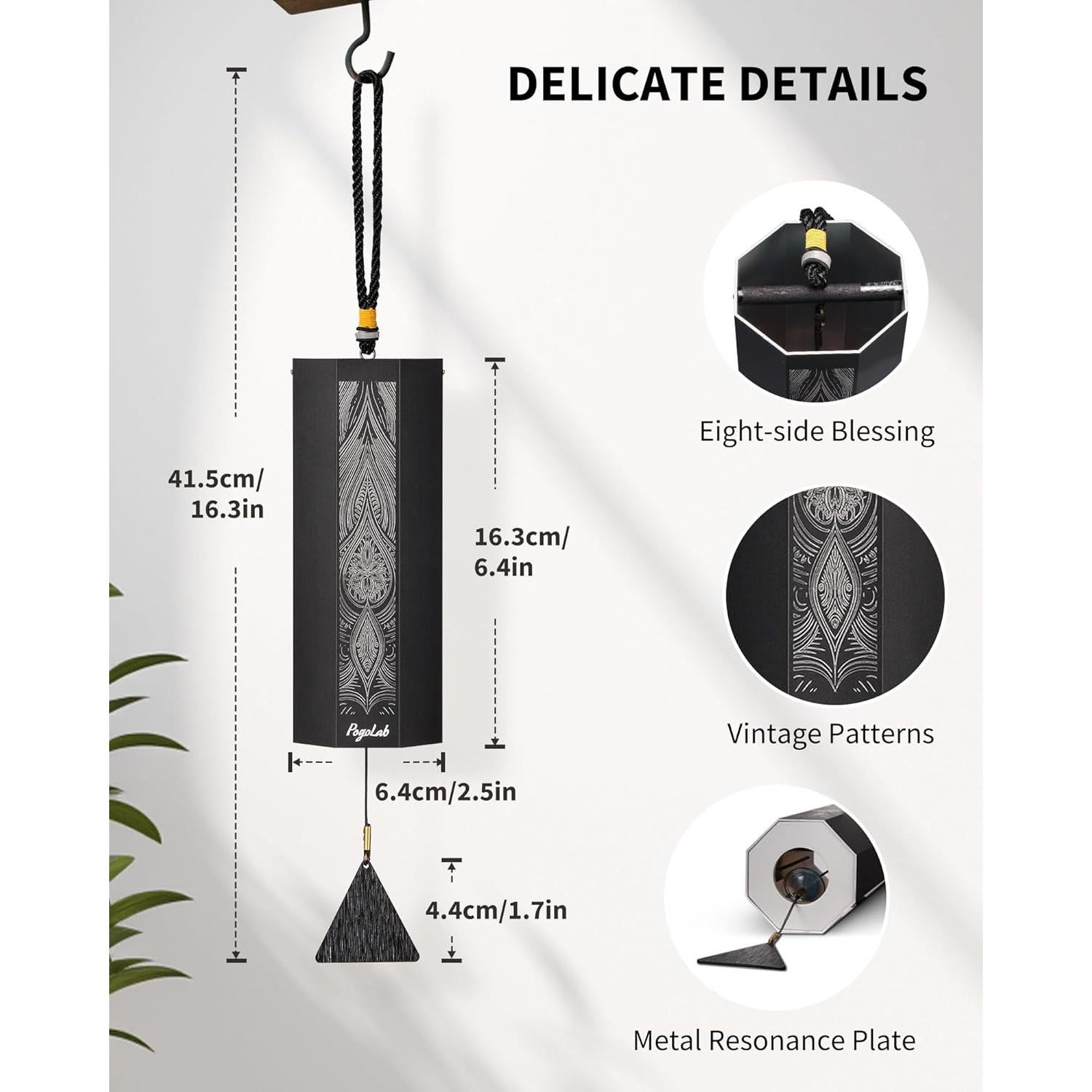 Campana de Viento POGOLAB Octagonal Dm para Meditación