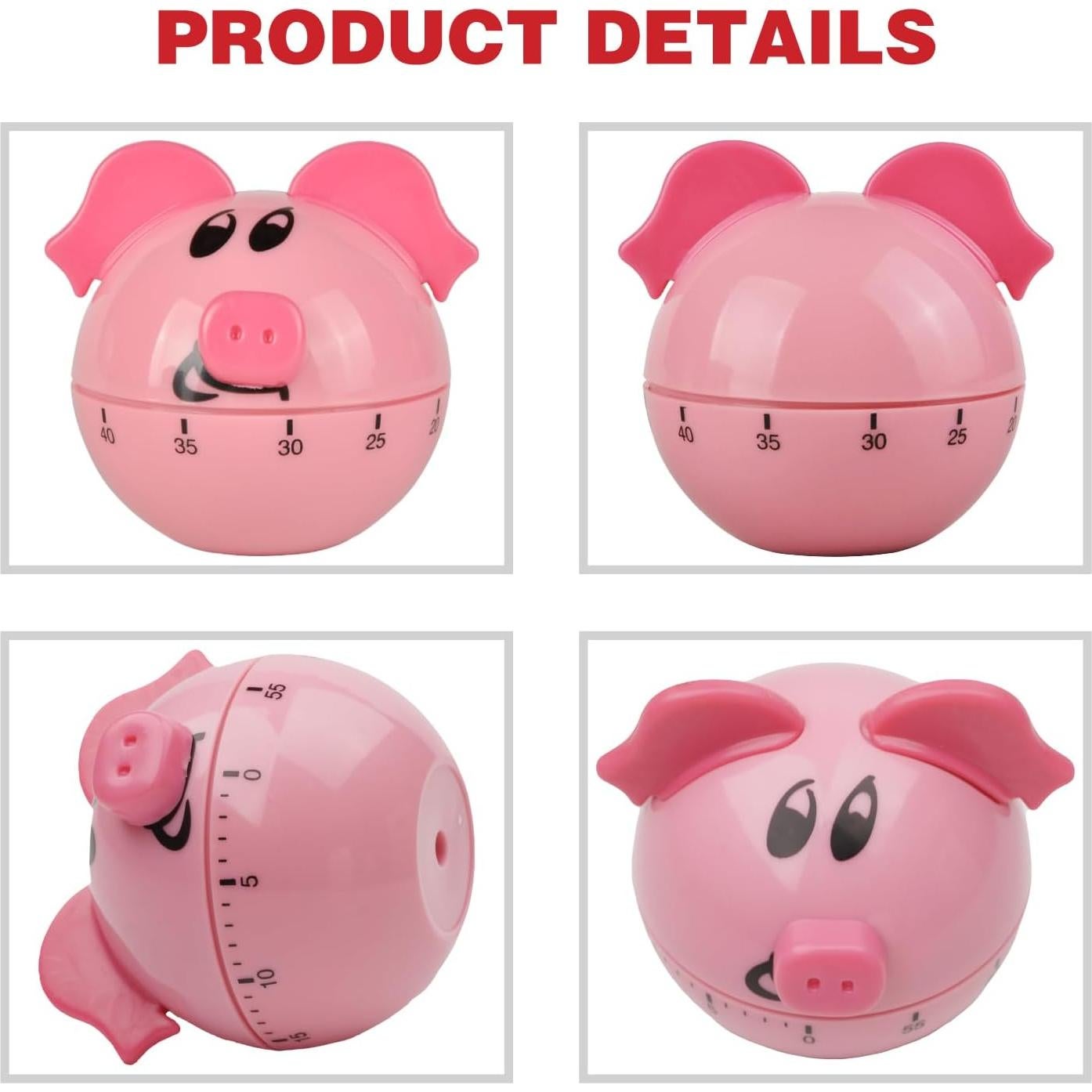 Temporizador Mecánico RileyFine WG013 Cerdito Rosa 60 Min