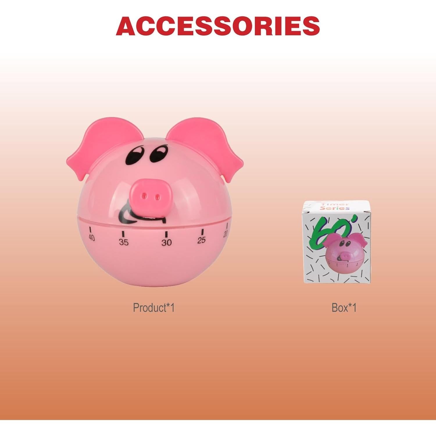 Temporizador Mecánico RileyFine WG013 Cerdito Rosa 60 Min