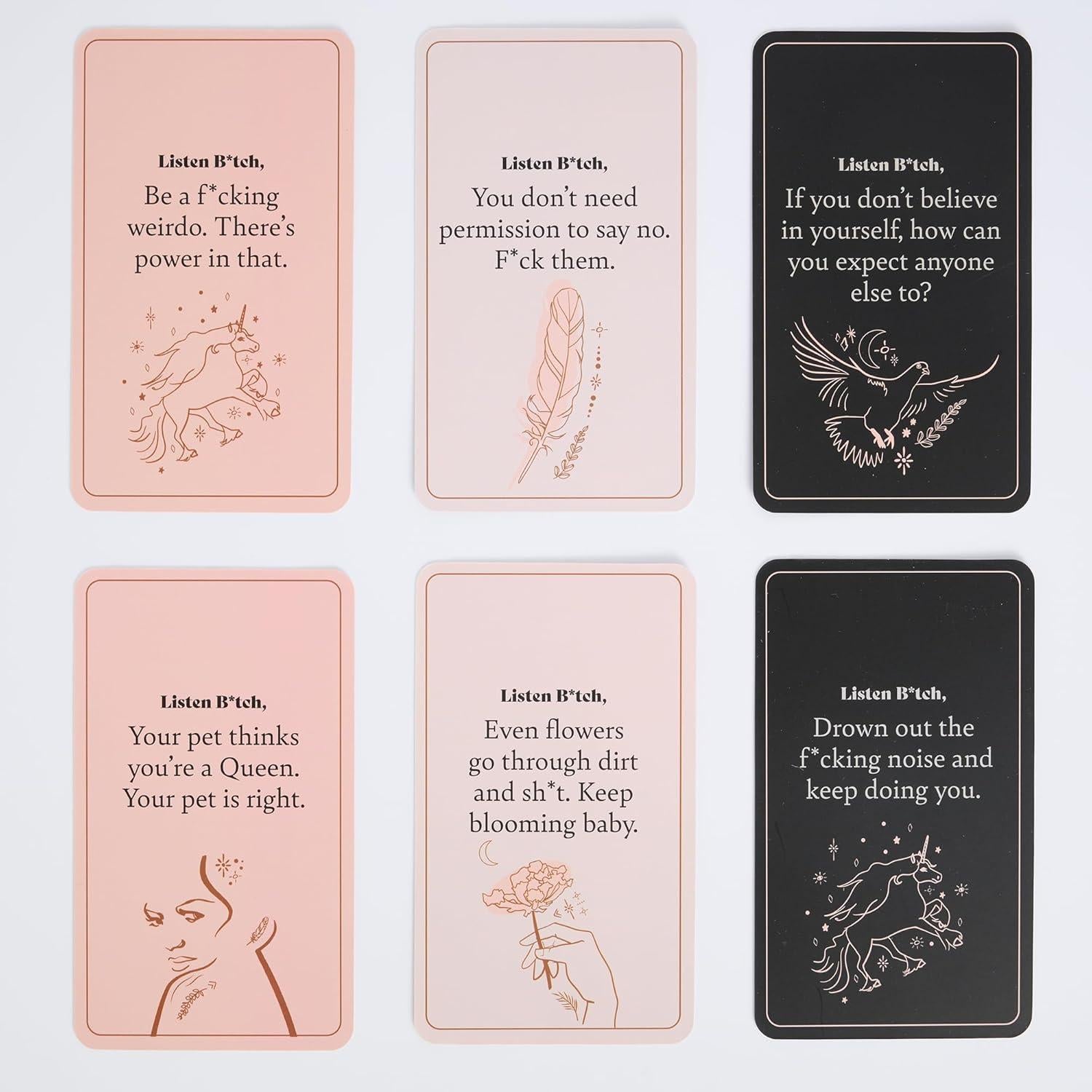 Tarjetas de Afirmación Escucha Perra | 50 Afirmaciones Diarias
