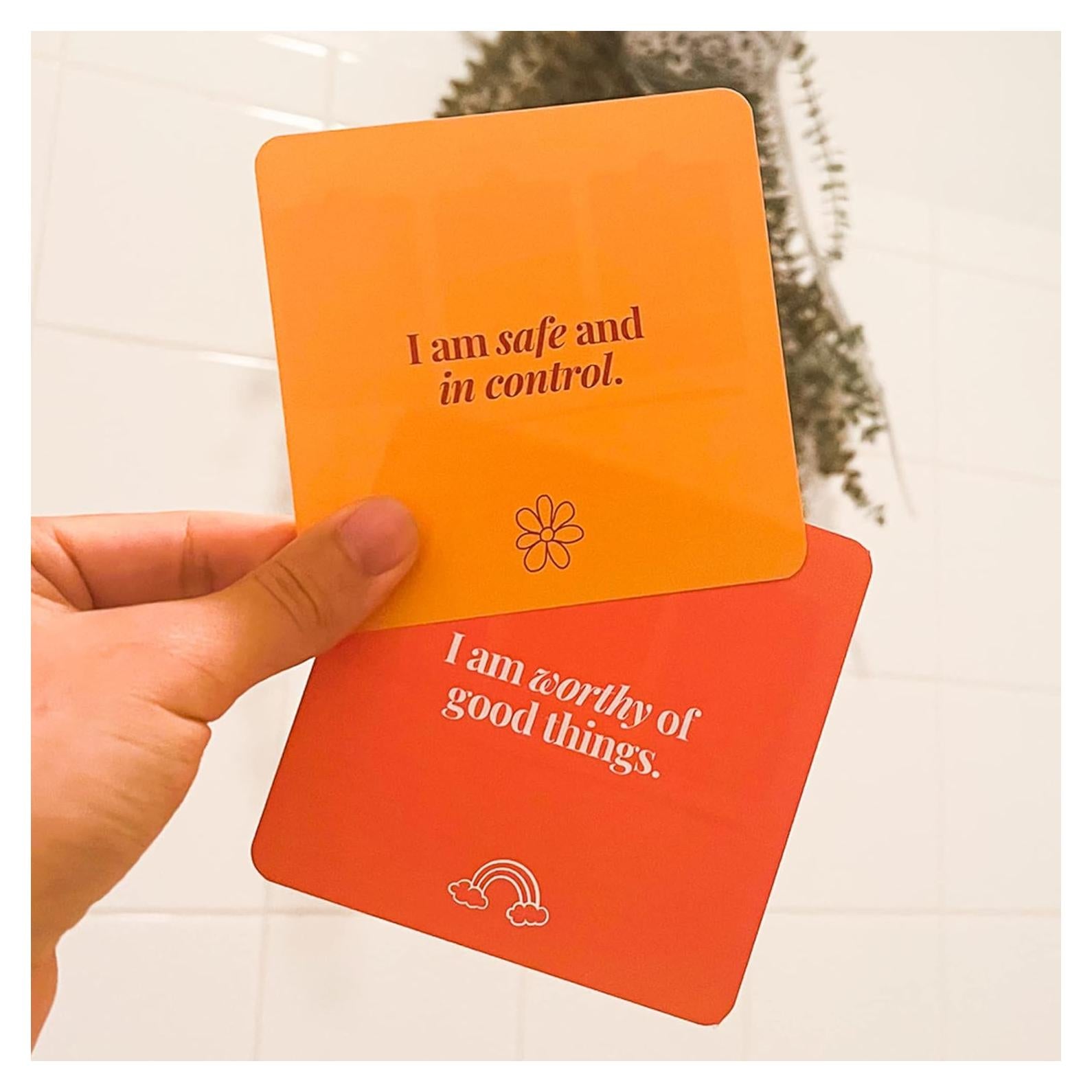 Tarjetas de Afirmación Impermeables Cuidado Personal 15 Piezas