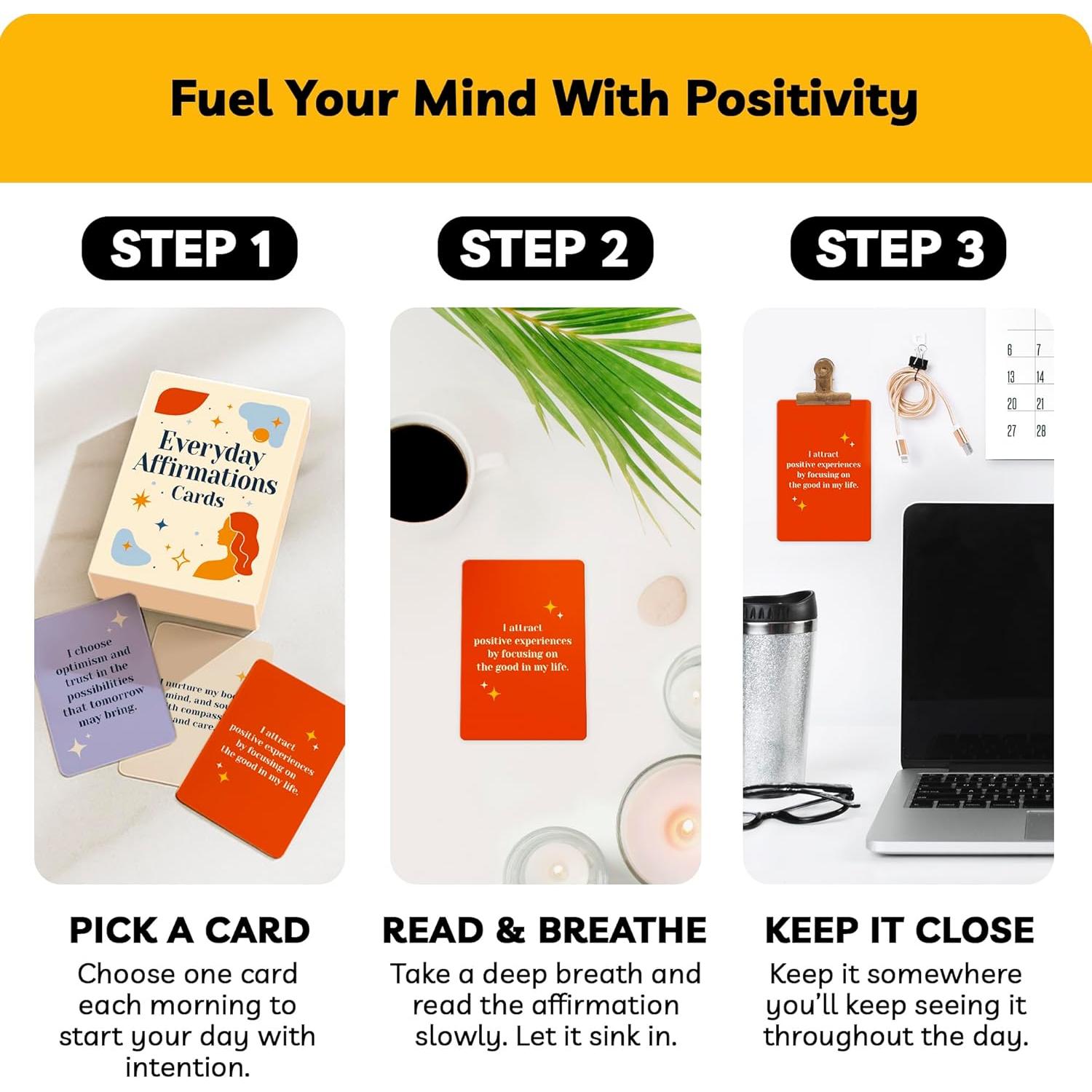 Tarjetas de Afirmación Papel Plan - 52 Tarjetas Inspiradoras