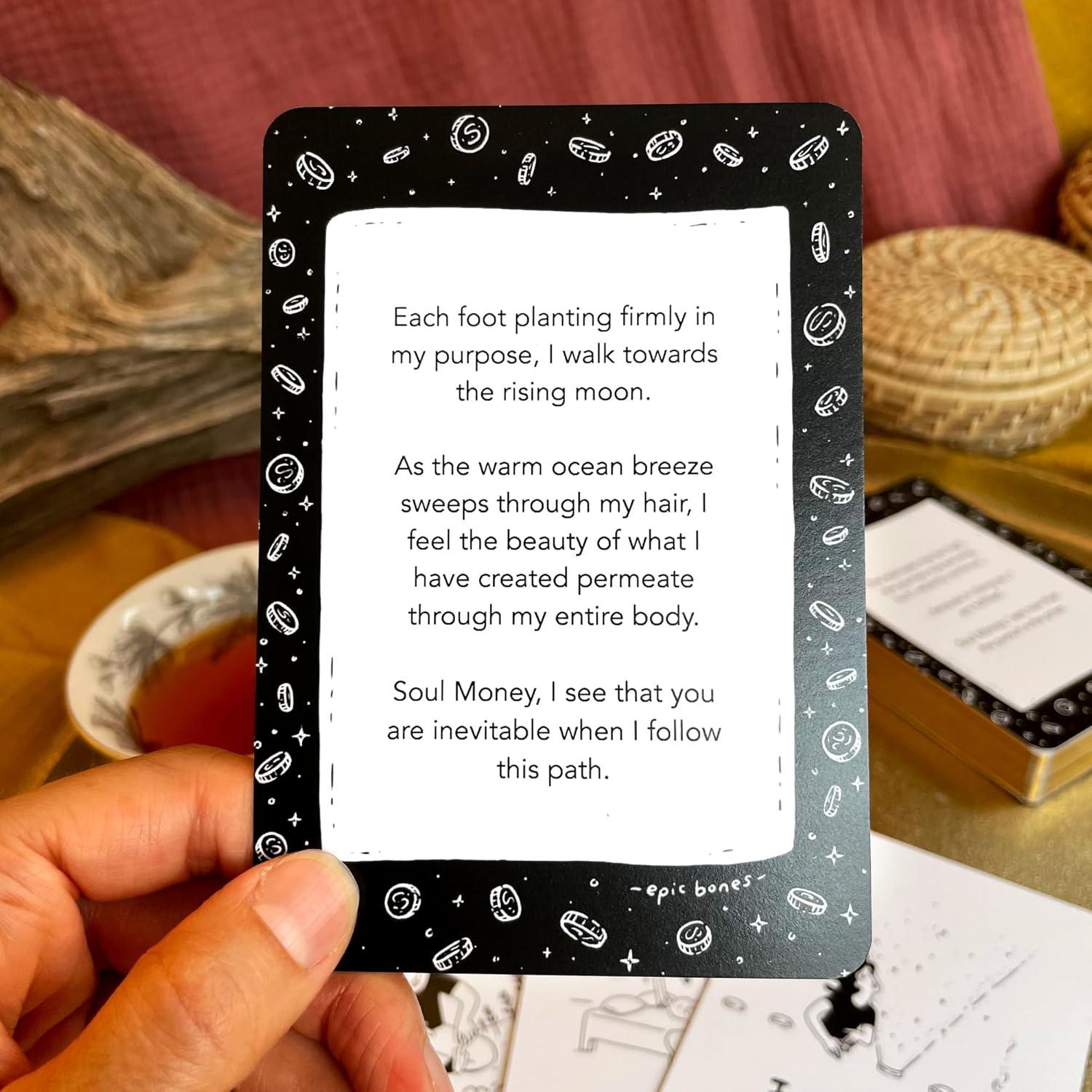 Cartas Oráculo de Dinero Epic Bones - Afirmaciones de Abundancia