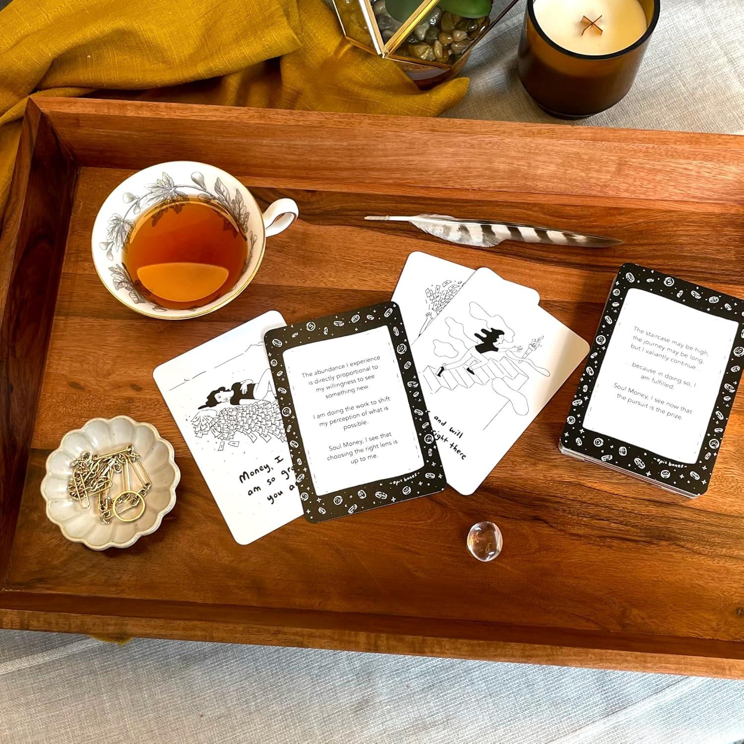 Cartas Oráculo de Dinero Epic Bones - Afirmaciones de Abundancia