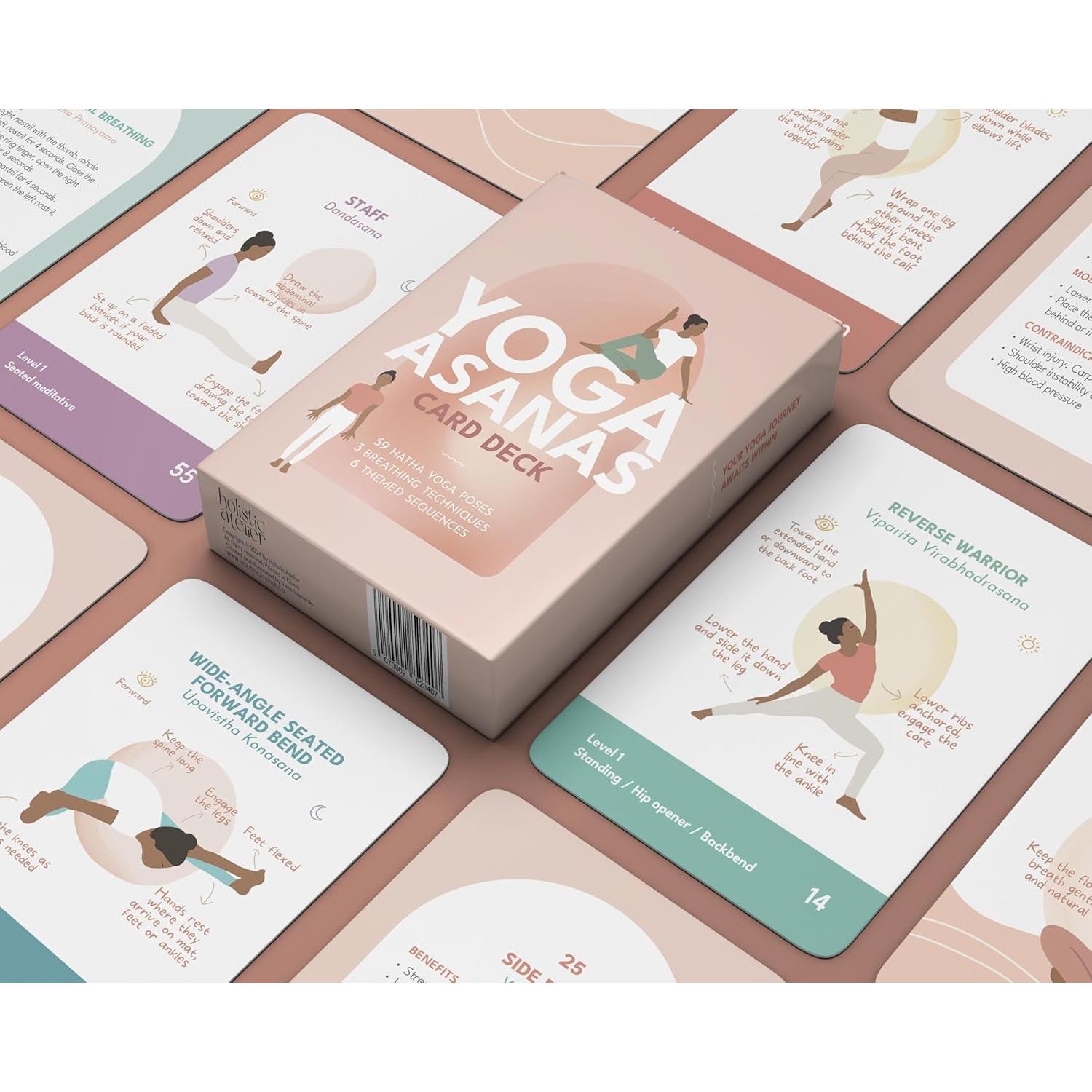 Baraja de Cartas de Asanas de Yoga Holistic Atelier - 70 Cartas Ilustradas
