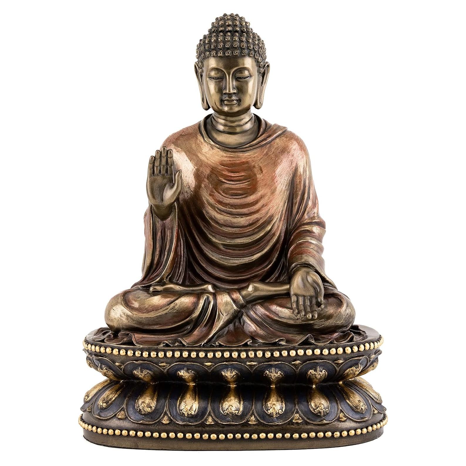 Estatua Buda Shakyamuni Meditando 23 cm Bronce Frío Artesanal