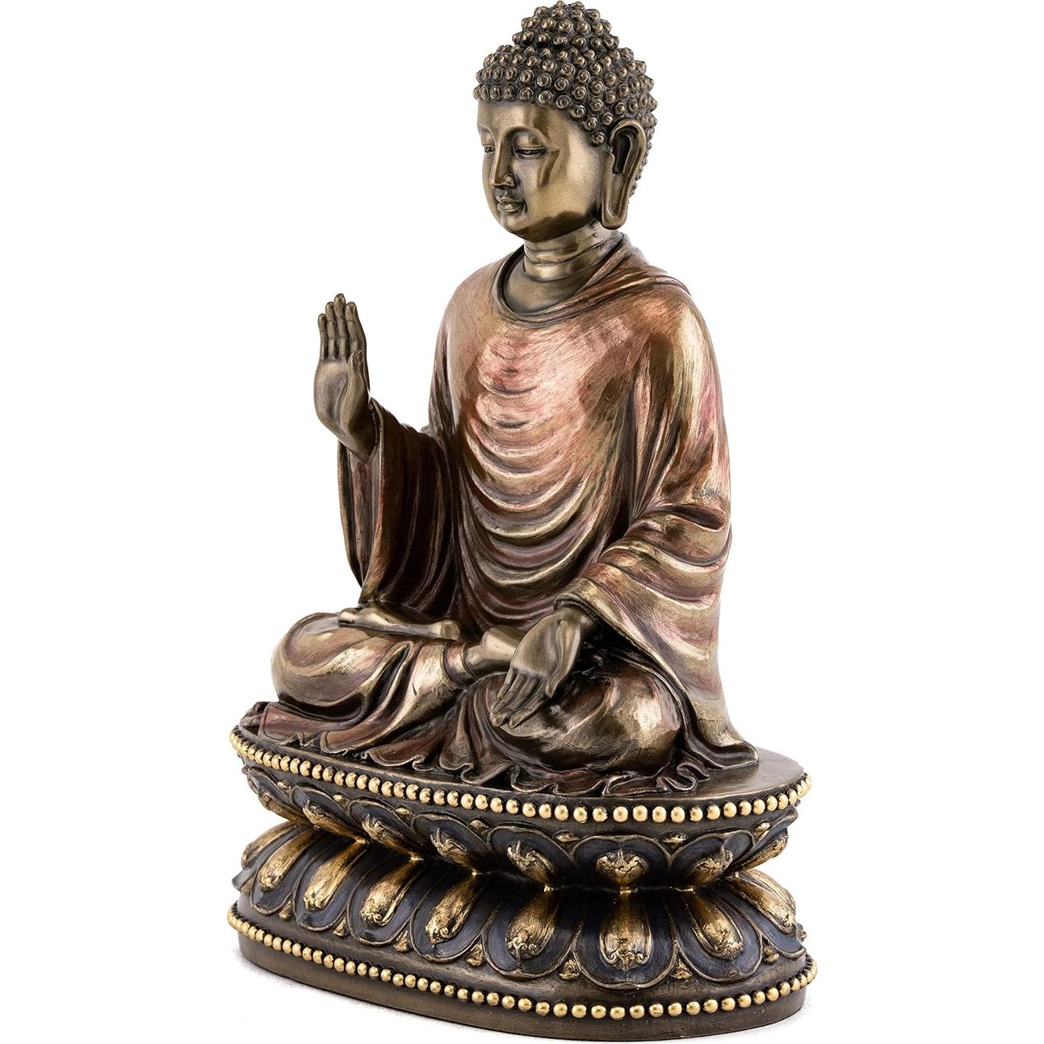 Estatua Buda Shakyamuni Meditando 23 cm Bronce Frío Artesanal