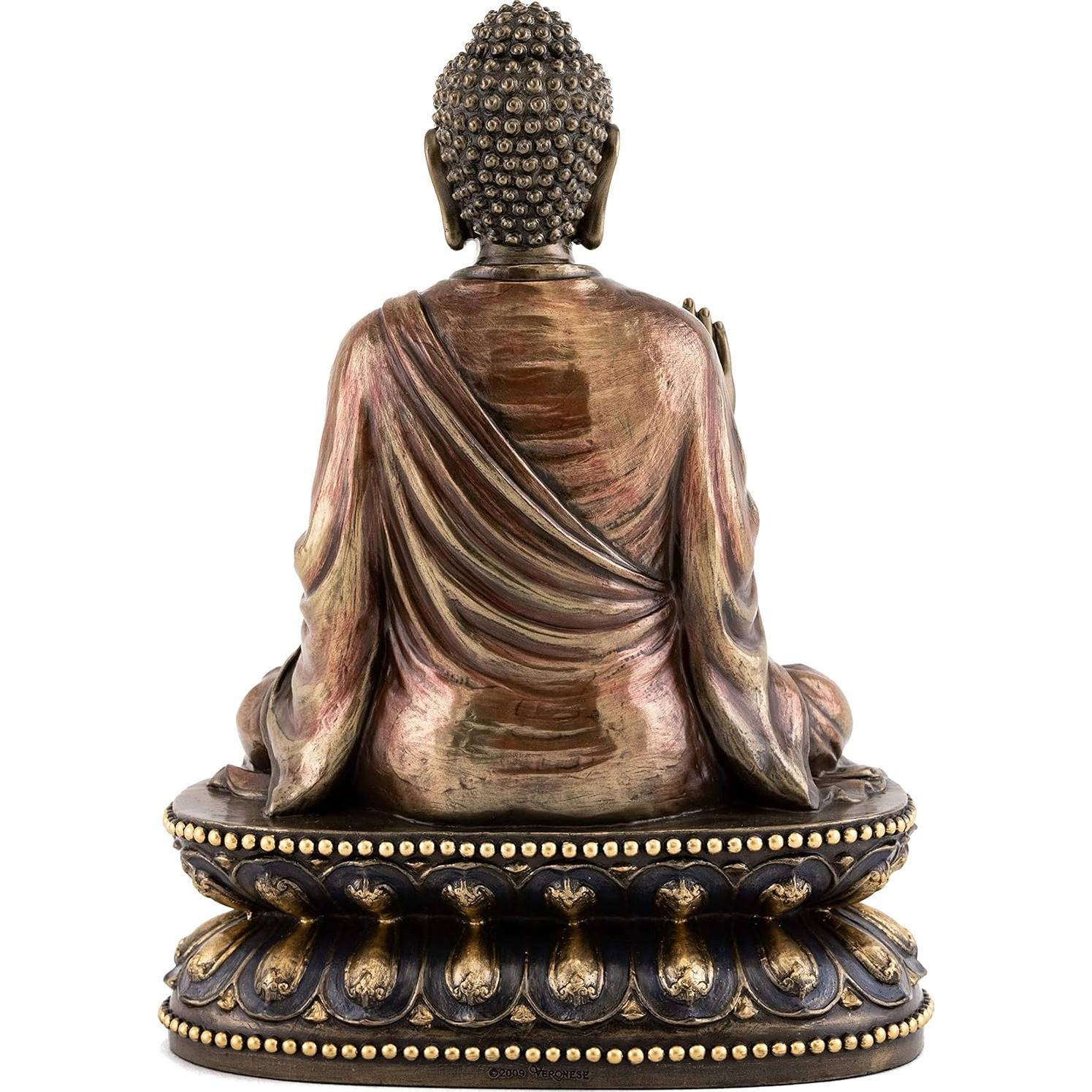 Estatua Buda Shakyamuni Meditando 23 cm Bronce Frío Artesanal