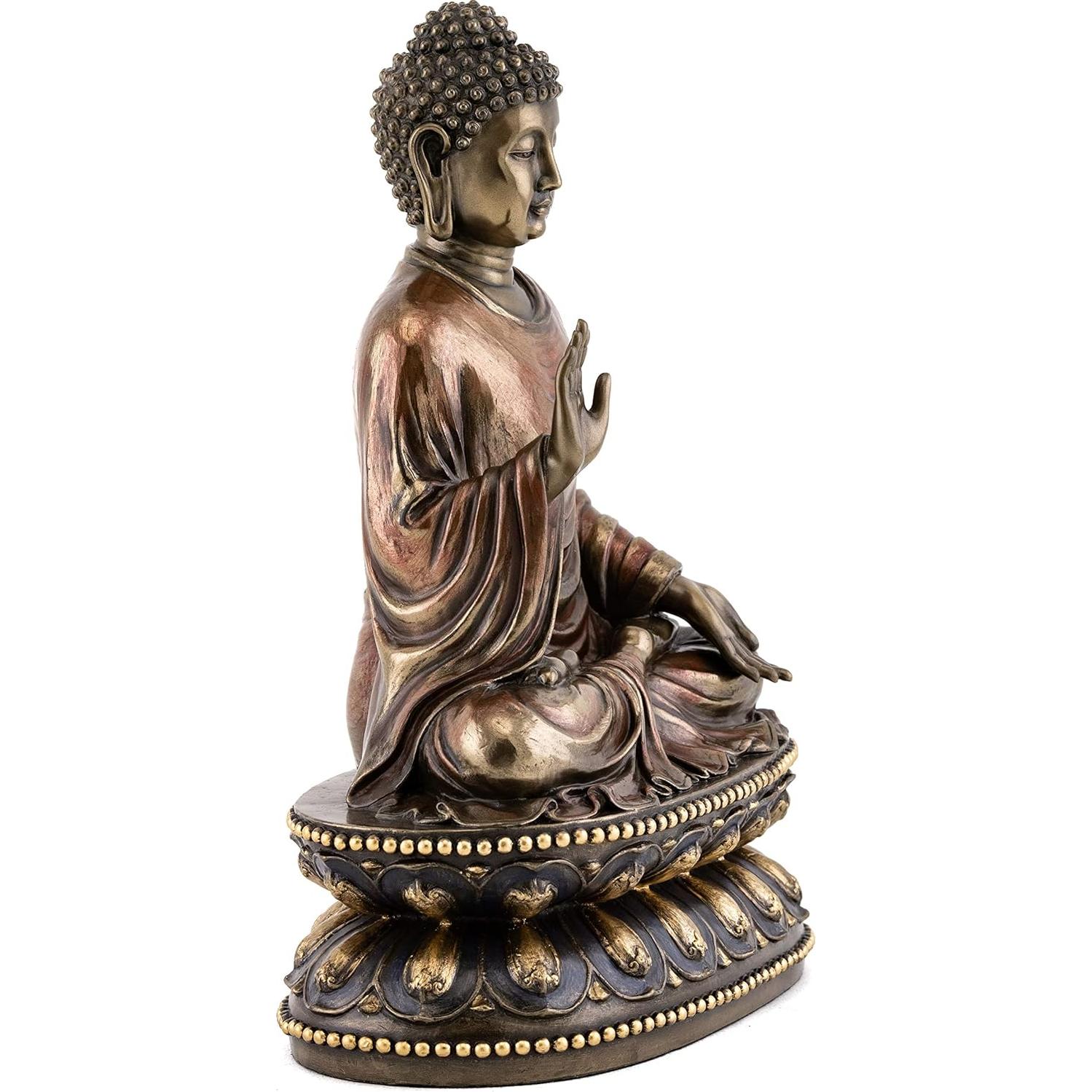 Estatua Buda Shakyamuni Meditando 23 cm Bronce Frío Artesanal