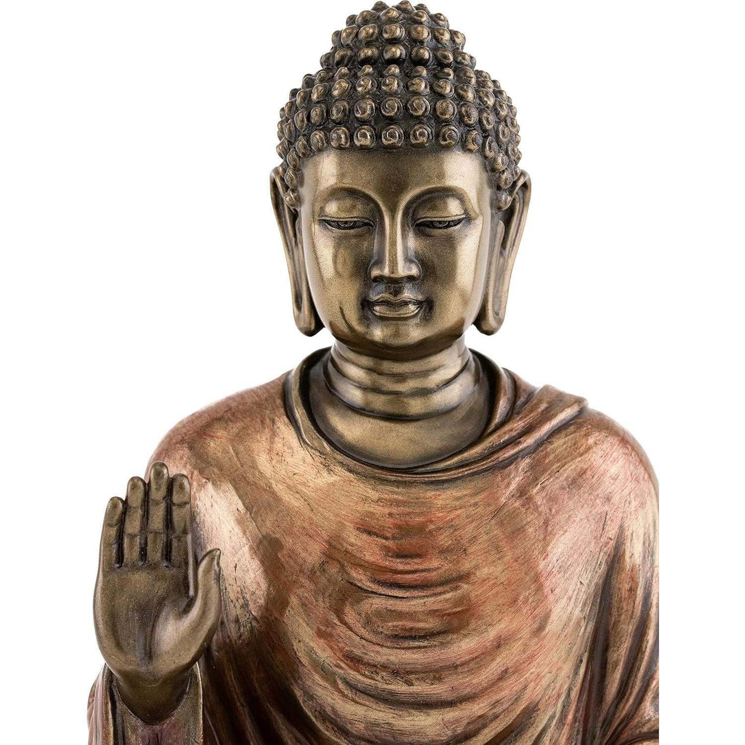 Estatua Buda Shakyamuni Meditando 23 cm Bronce Frío Artesanal