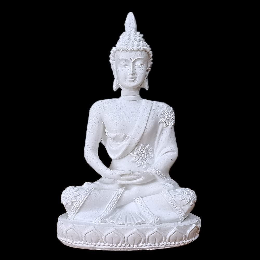 Estatua de Buda Meditando HYFAN 10.9 cm Blanco Artesanía