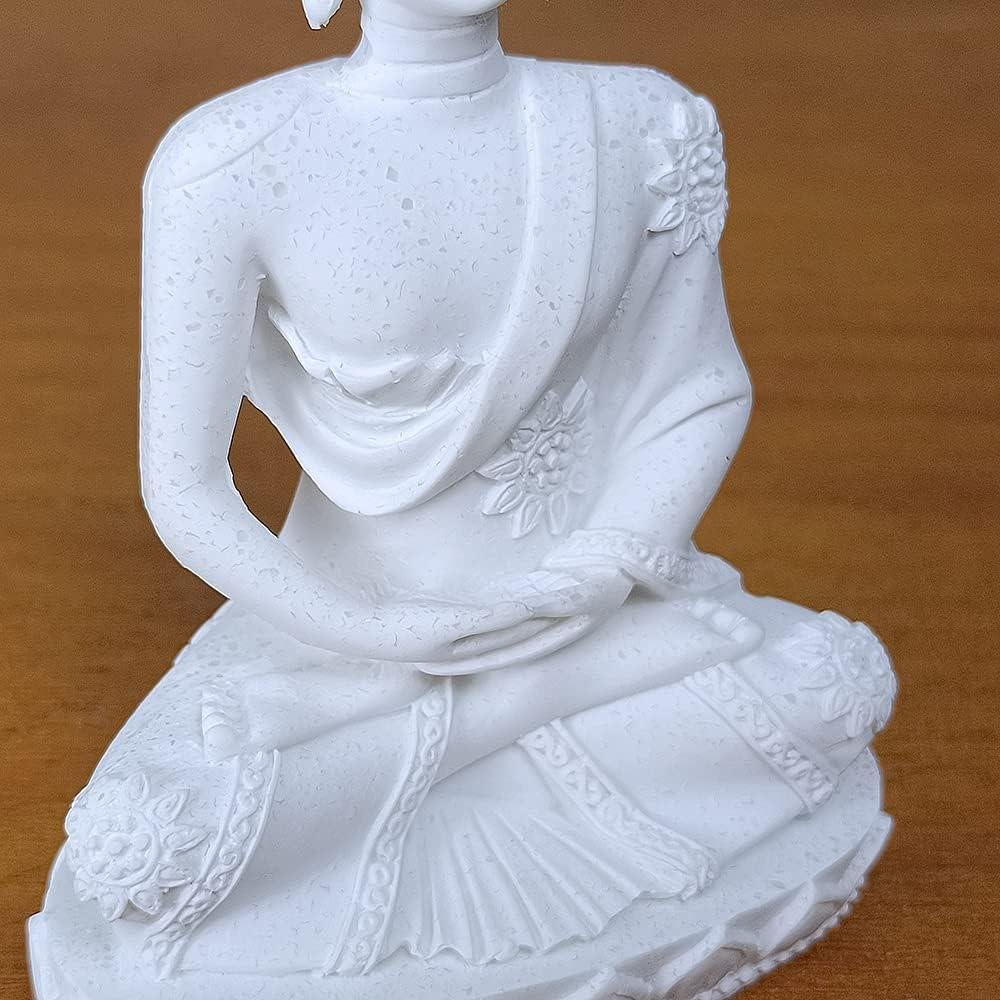 Estatua de Buda Meditando HYFAN 10.9 cm Blanco Artesanía