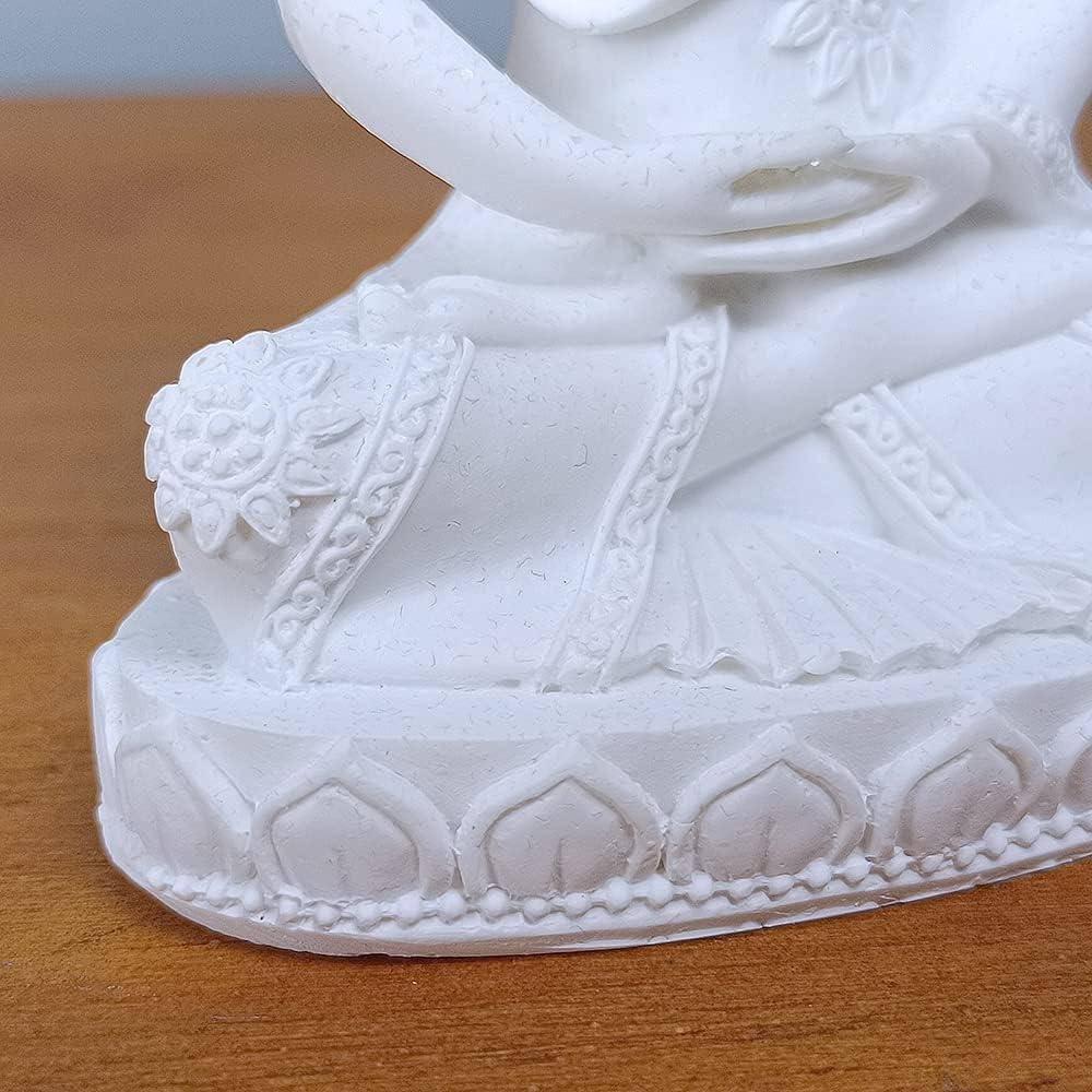 Estatua de Buda Meditando HYFAN 10.9 cm Blanco Artesanía