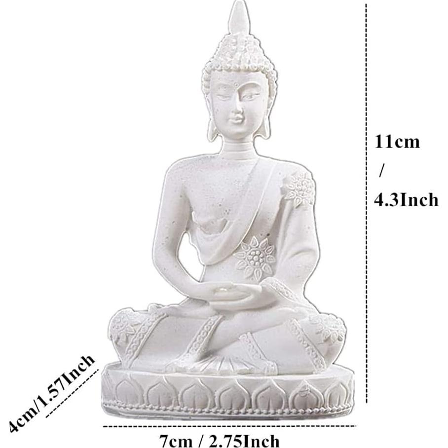 Estatua de Buda Meditando HYFAN 10.9 cm Blanco Artesanía