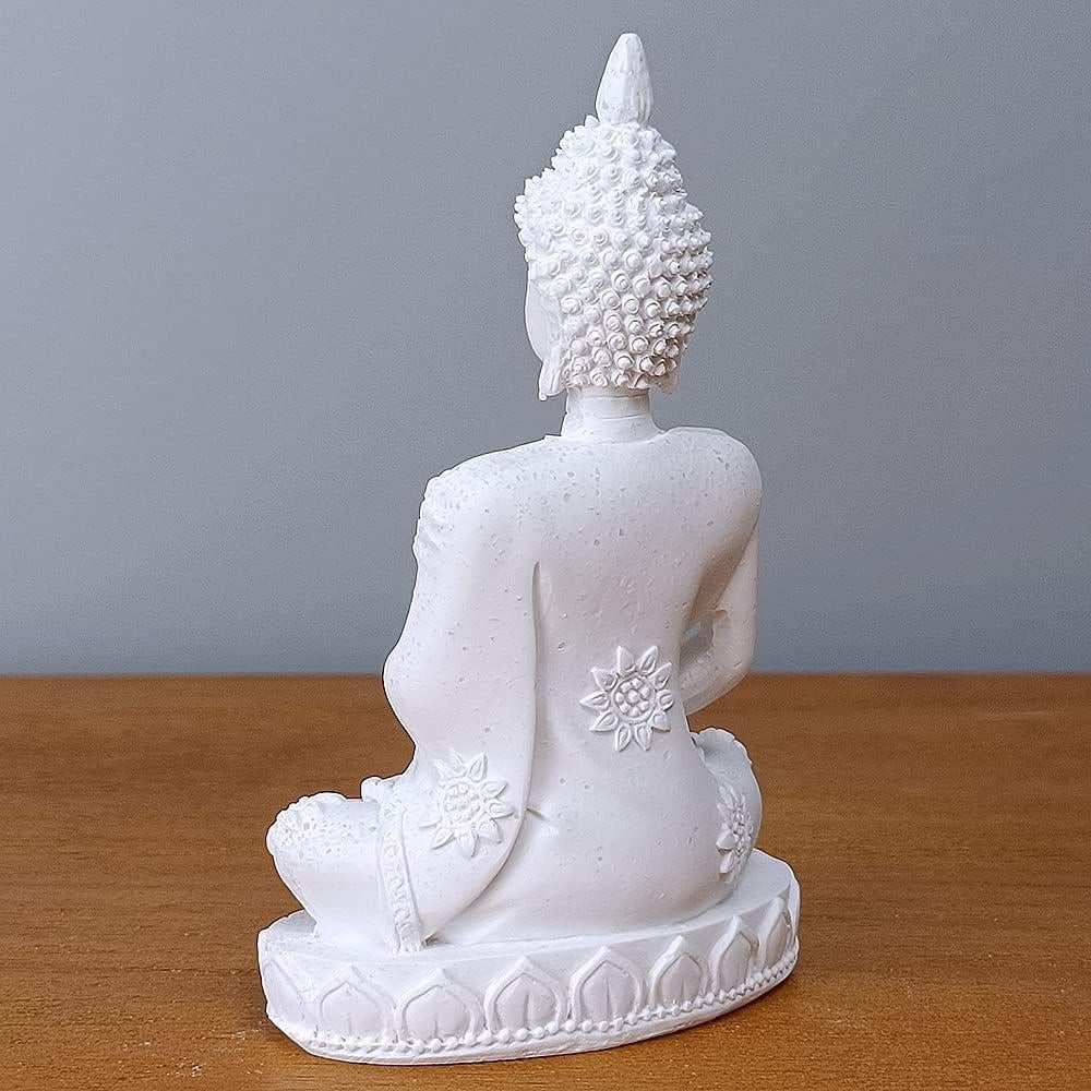 Estatua de Buda Meditando HYFAN 10.9 cm Blanco Artesanía